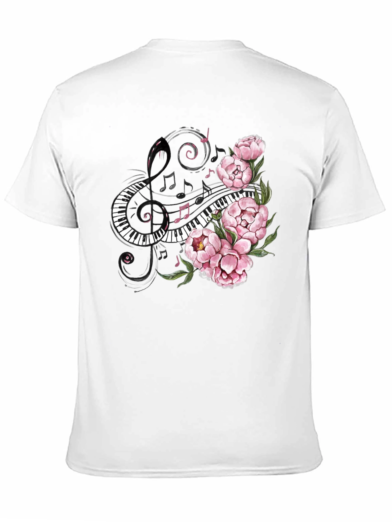 Floral Piano Music T-Shirt - Unique Musician Tee