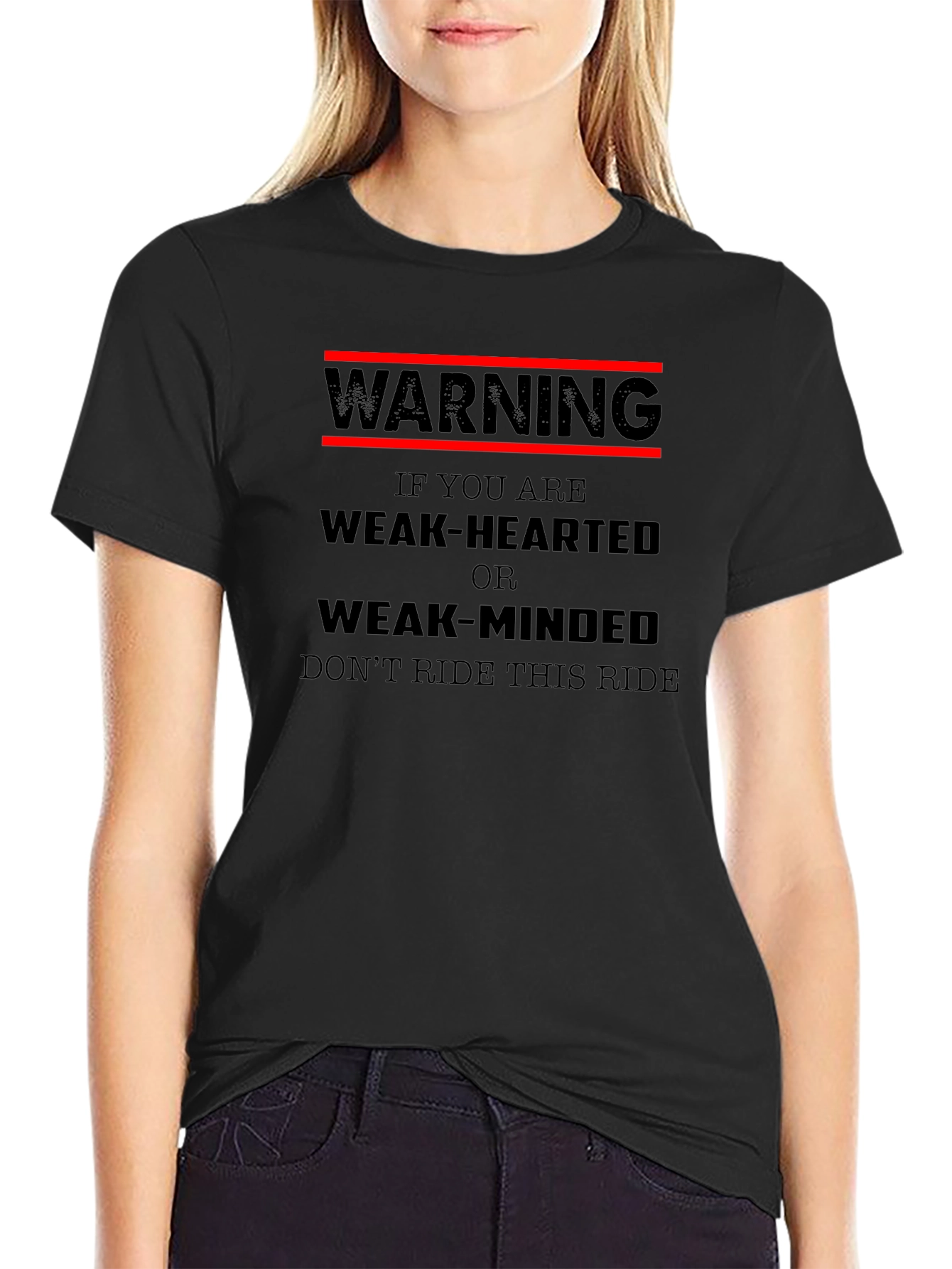 Warning Weak-Hearted Black Graphic T-Shirt