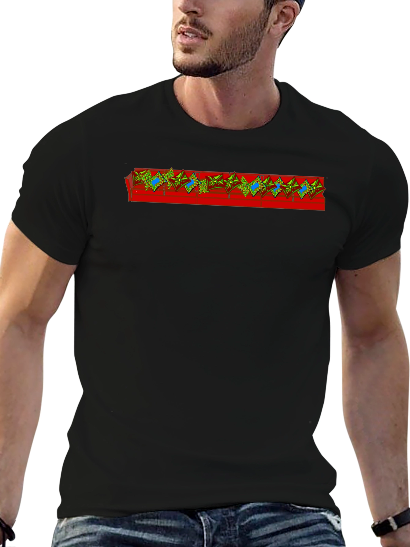Unique Graphic Tee - Red Band Design