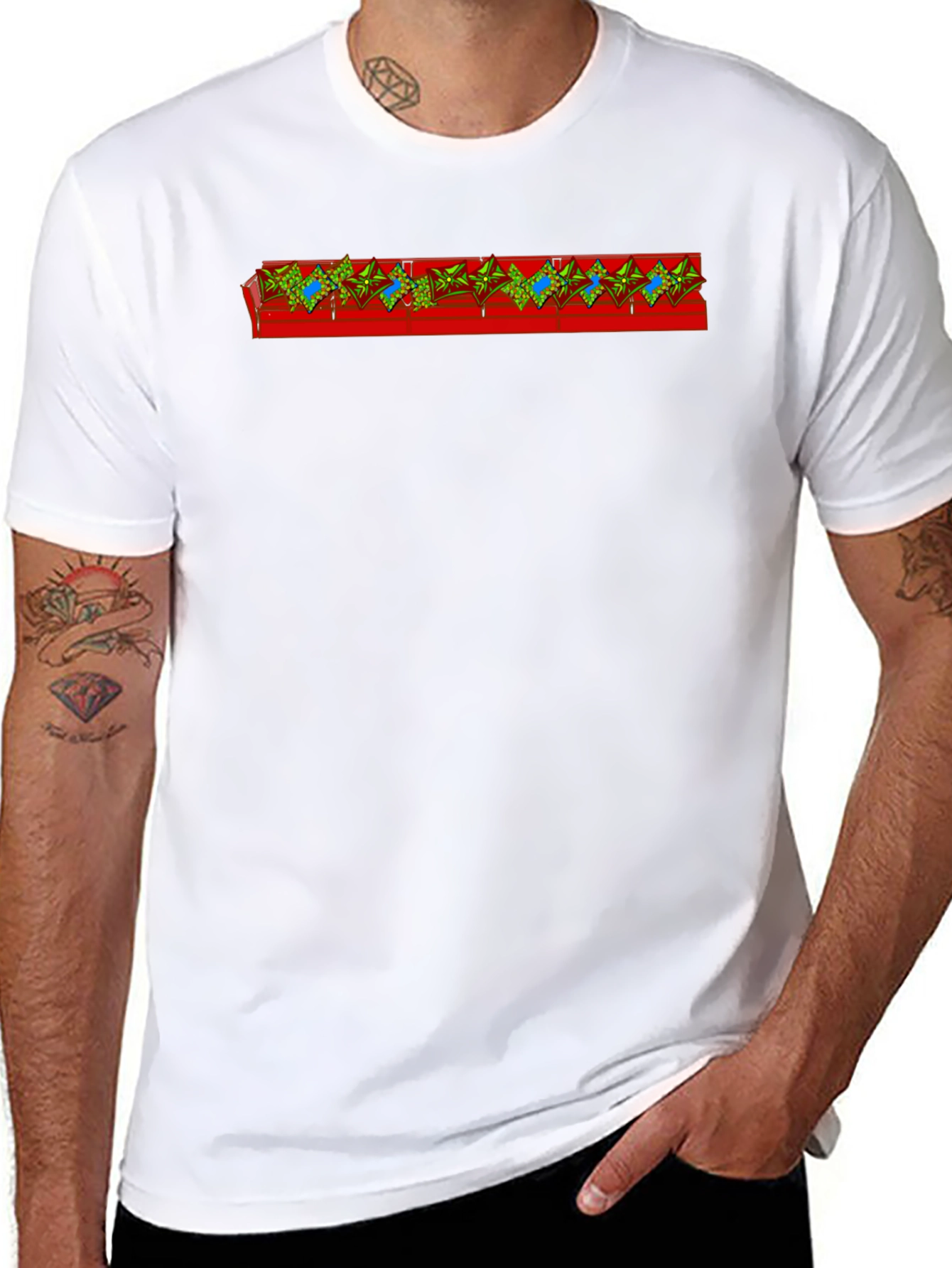 Unique Graphic Tee - Red Band Design