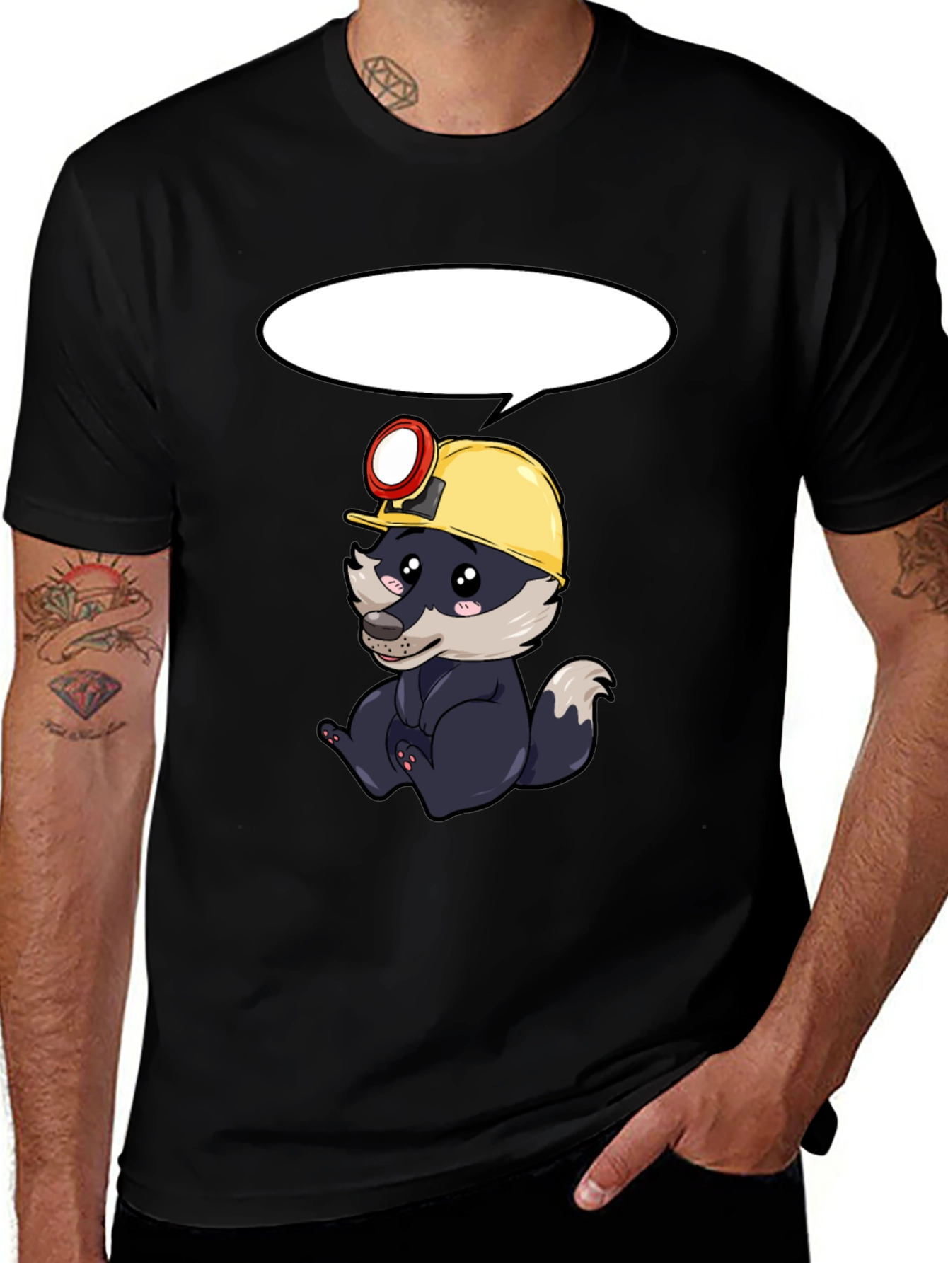 Miner Badger Graphic Tee - Black Cotton T-Shirt