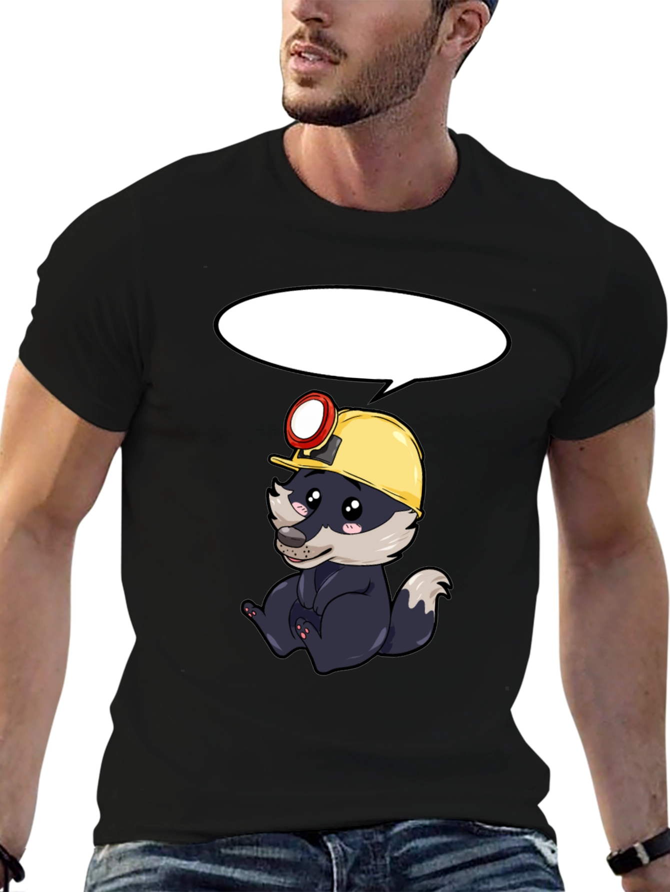 Miner Badger Graphic Tee - Black Cotton T-Shirt