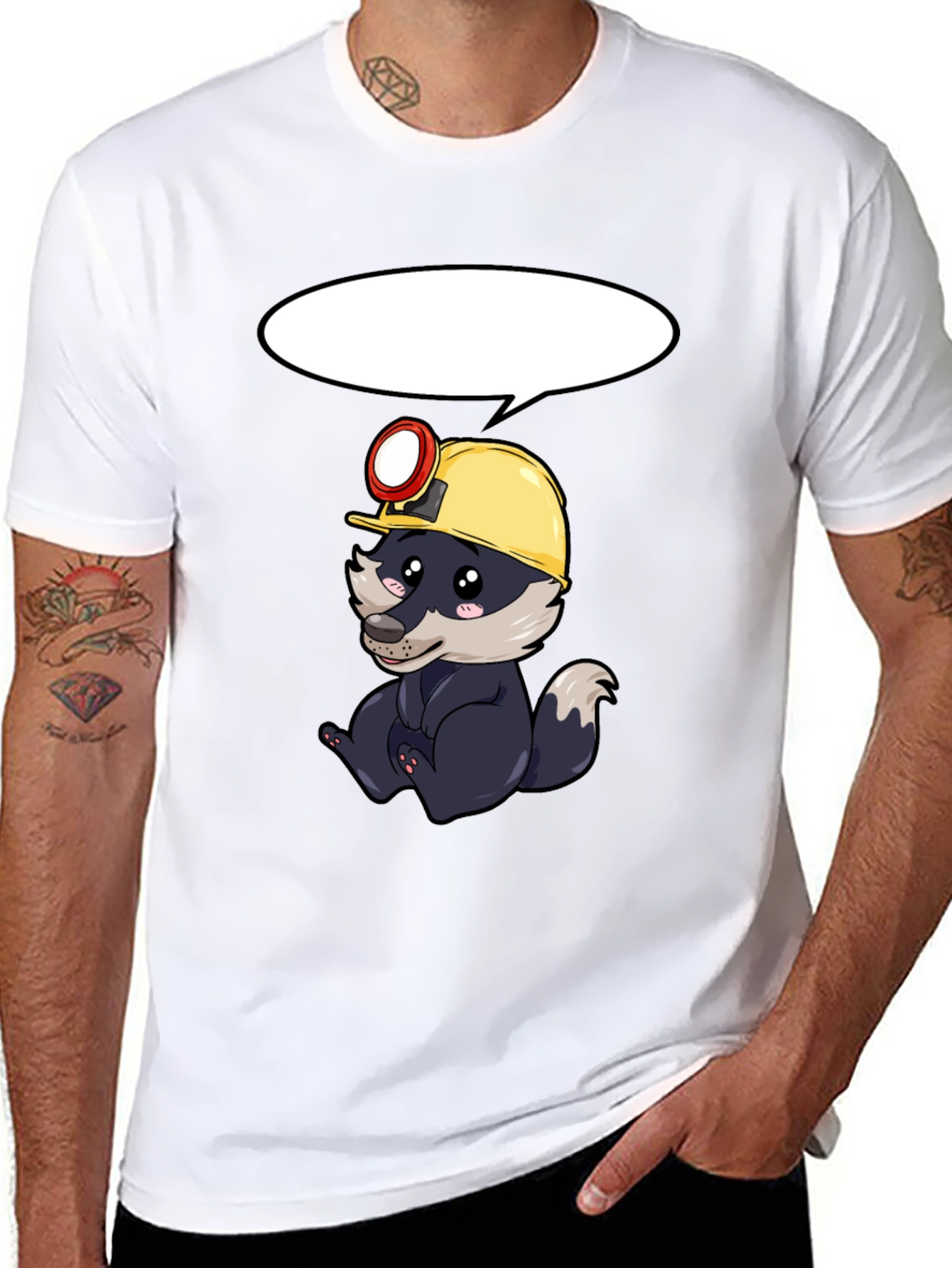 Miner Badger Graphic Tee - Black Cotton T-Shirt