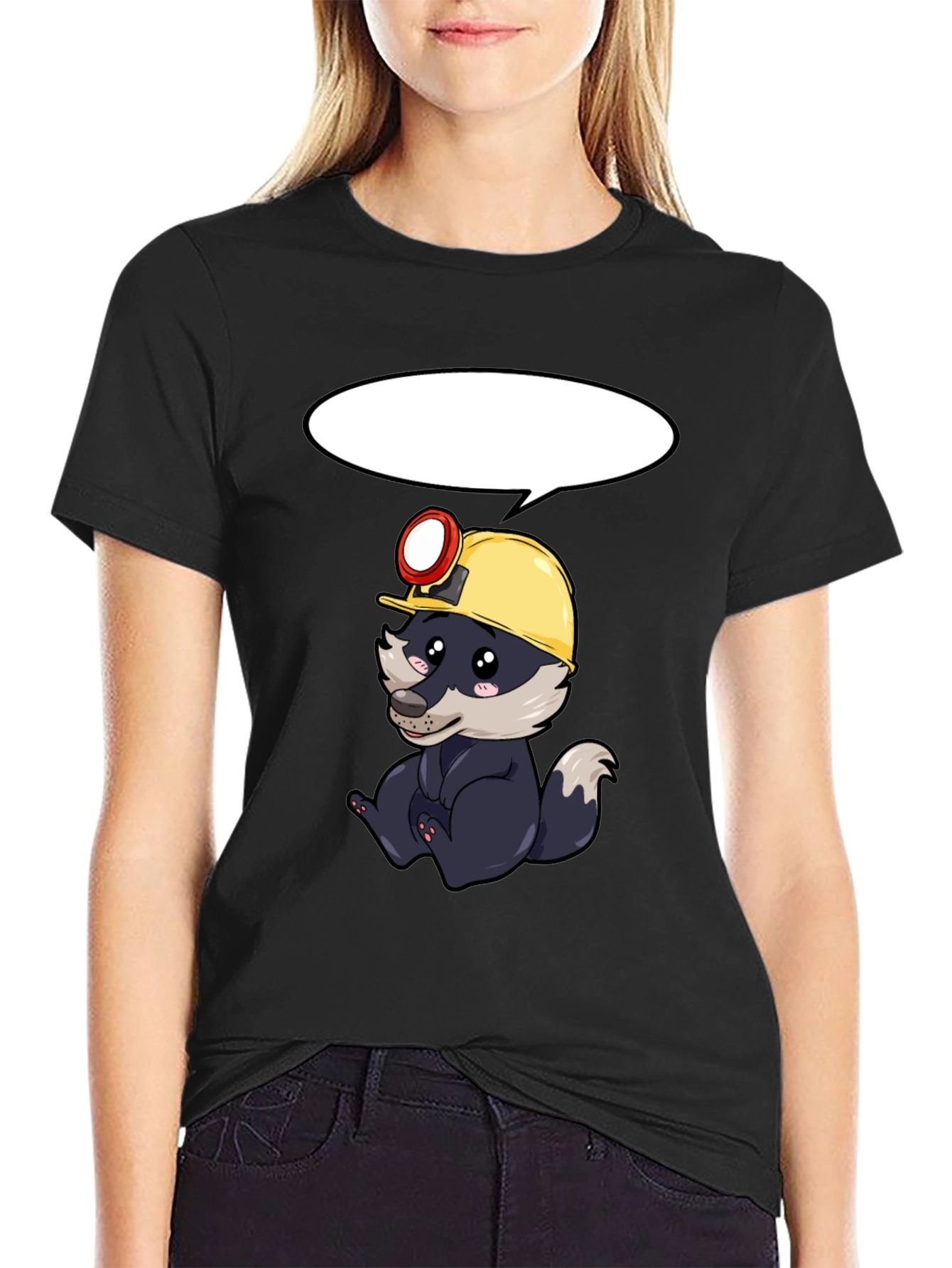 Miner Badger Graphic Tee - Black Cotton T-Shirt
