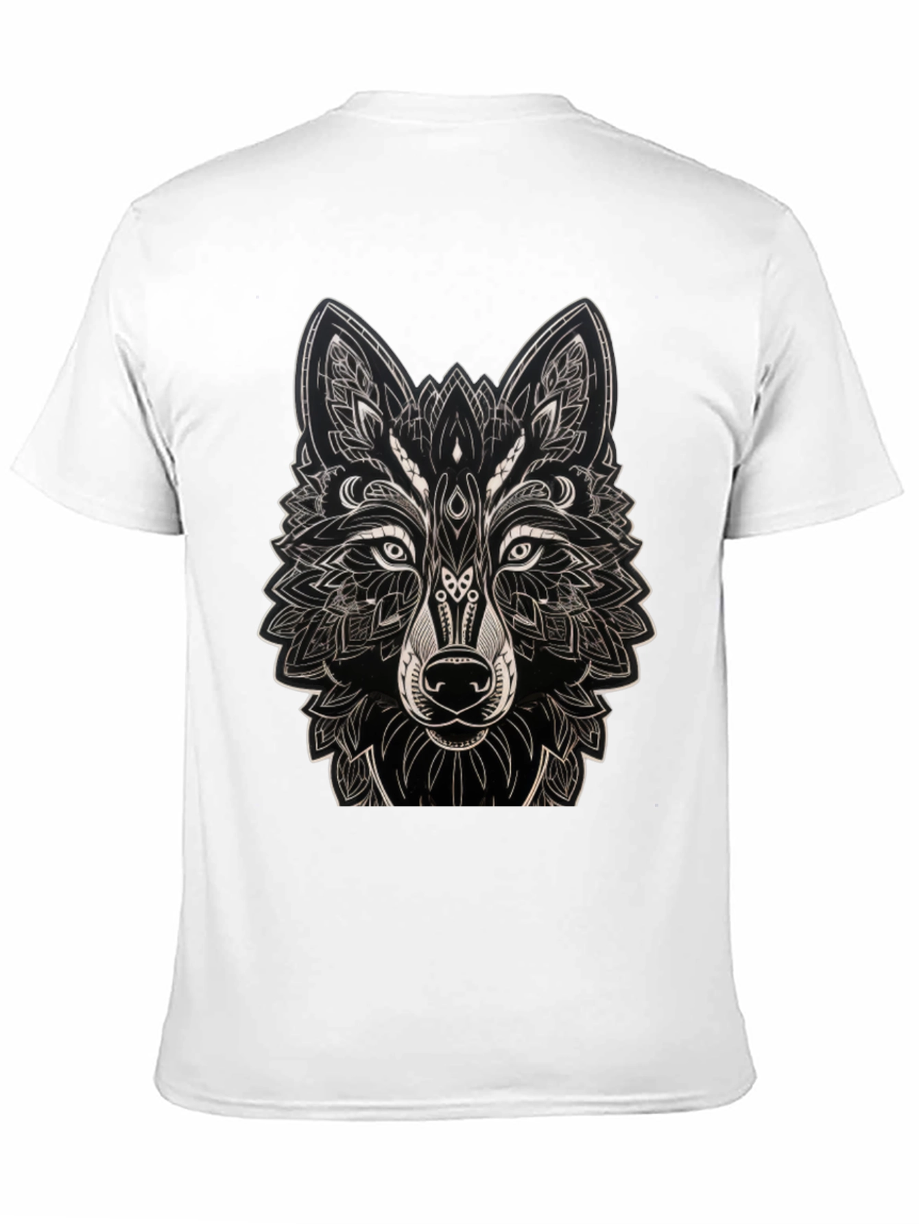 Geometric Wolf Graphic Black T-Shirt