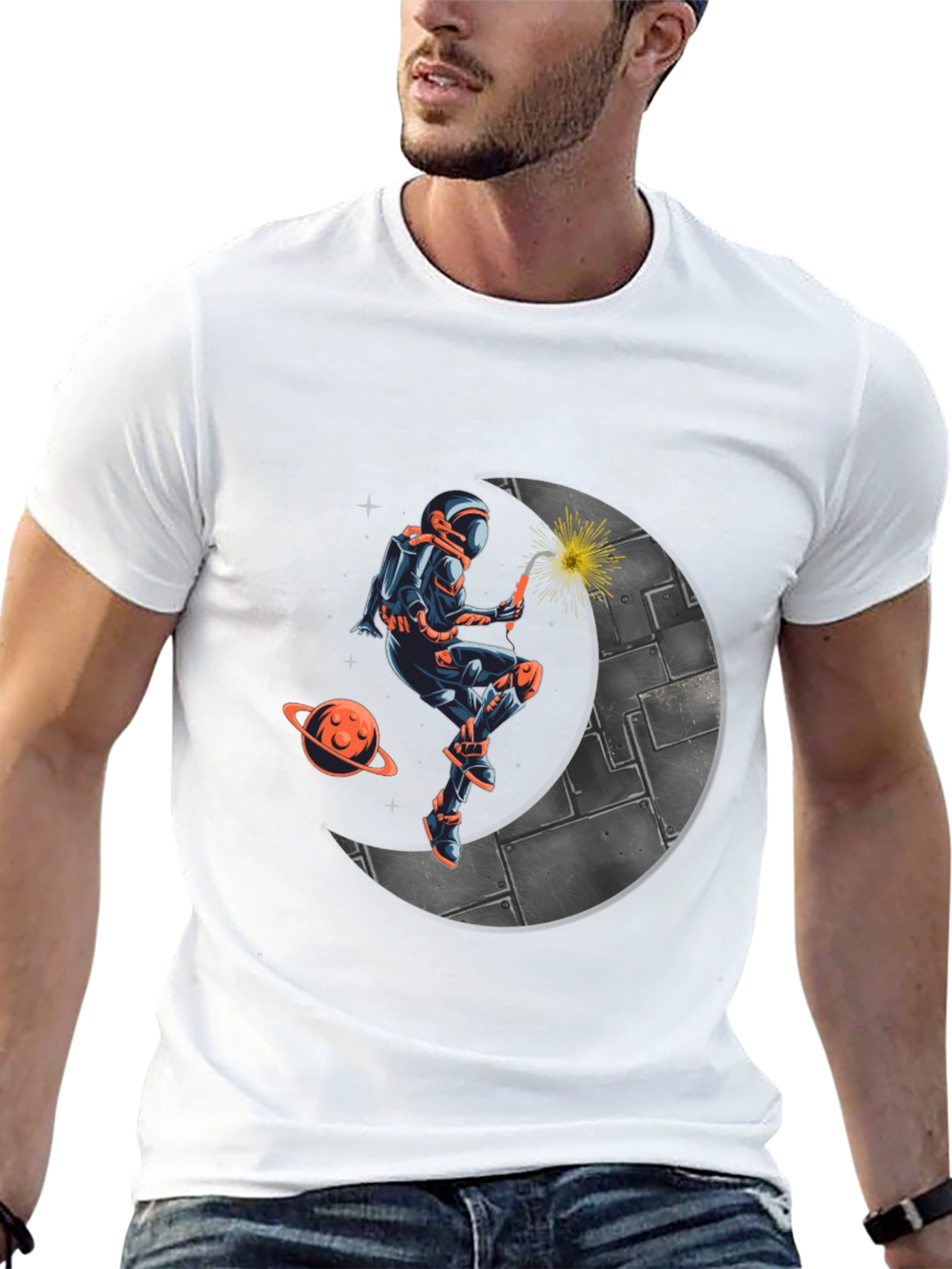 Astronaut Welder on Moon T-Shirt