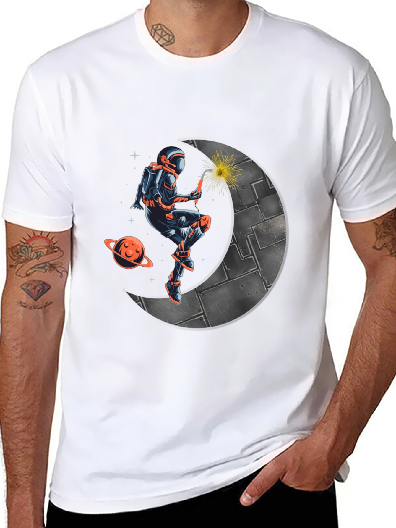 Astronaut Welder on Moon T-Shirt