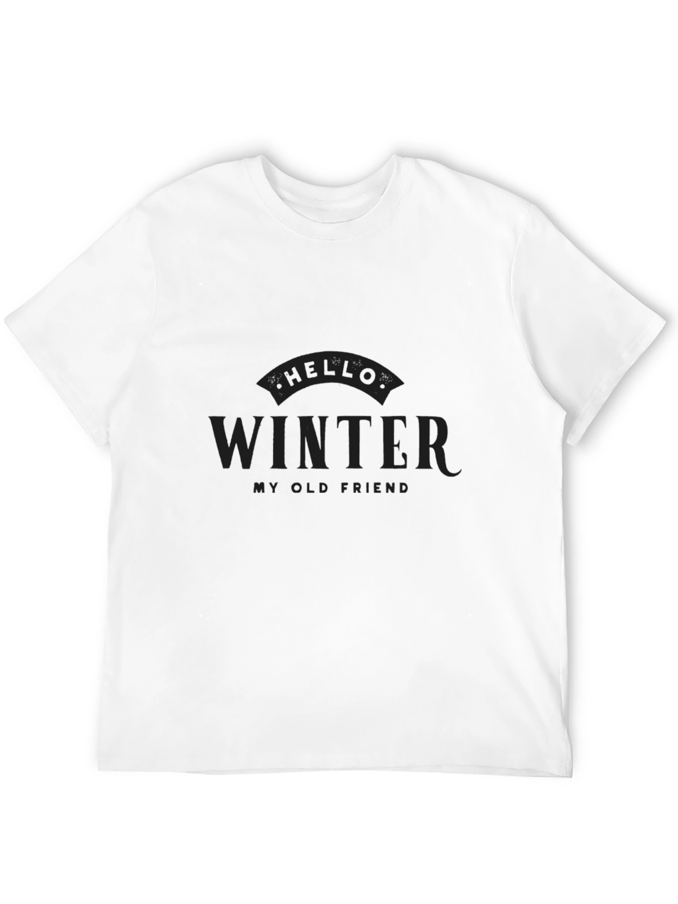 Mens Black Hello Winter Graphic T-Shirt