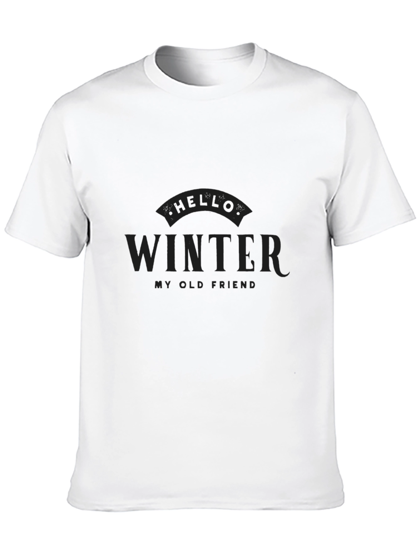 Mens Black Hello Winter Graphic T-Shirt