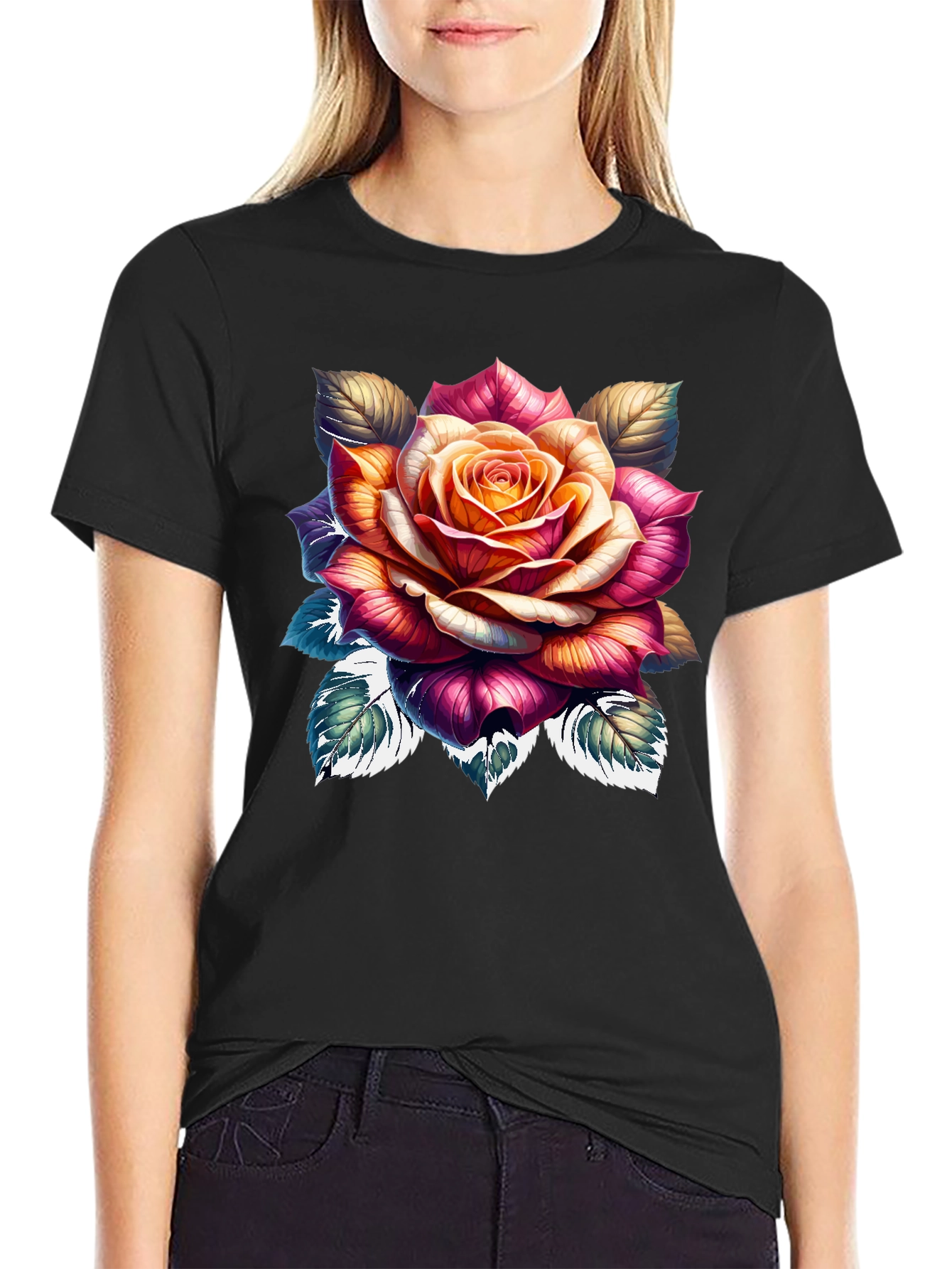 Floral Rose Graphic Print T-Shirt