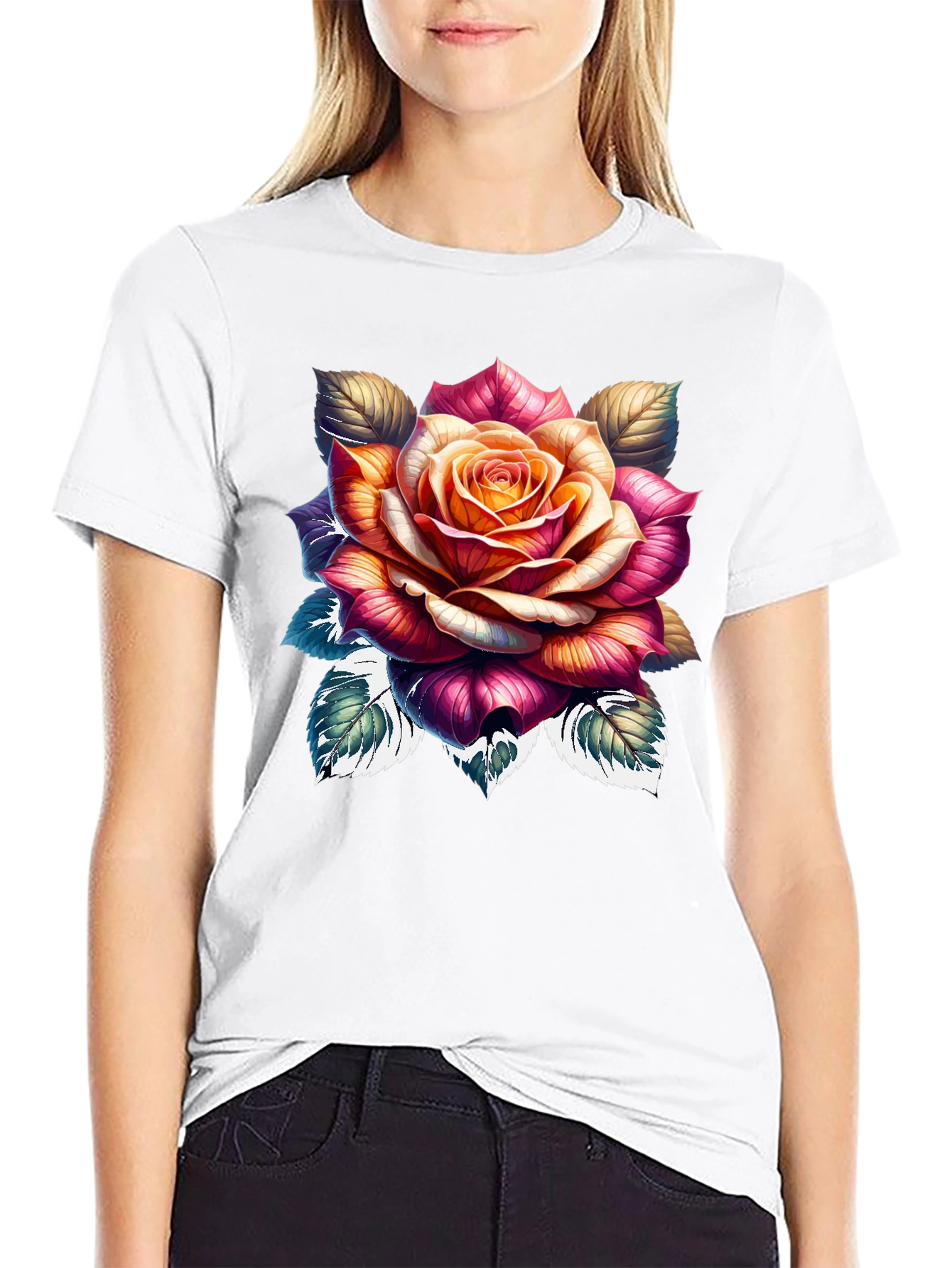 Floral Rose Graphic Print T-Shirt