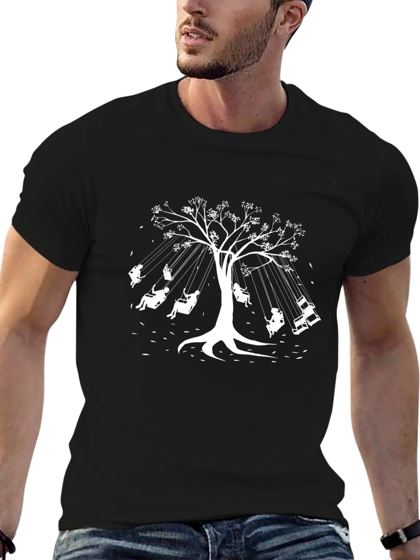 Tree Swing Graphic Black T-Shirt