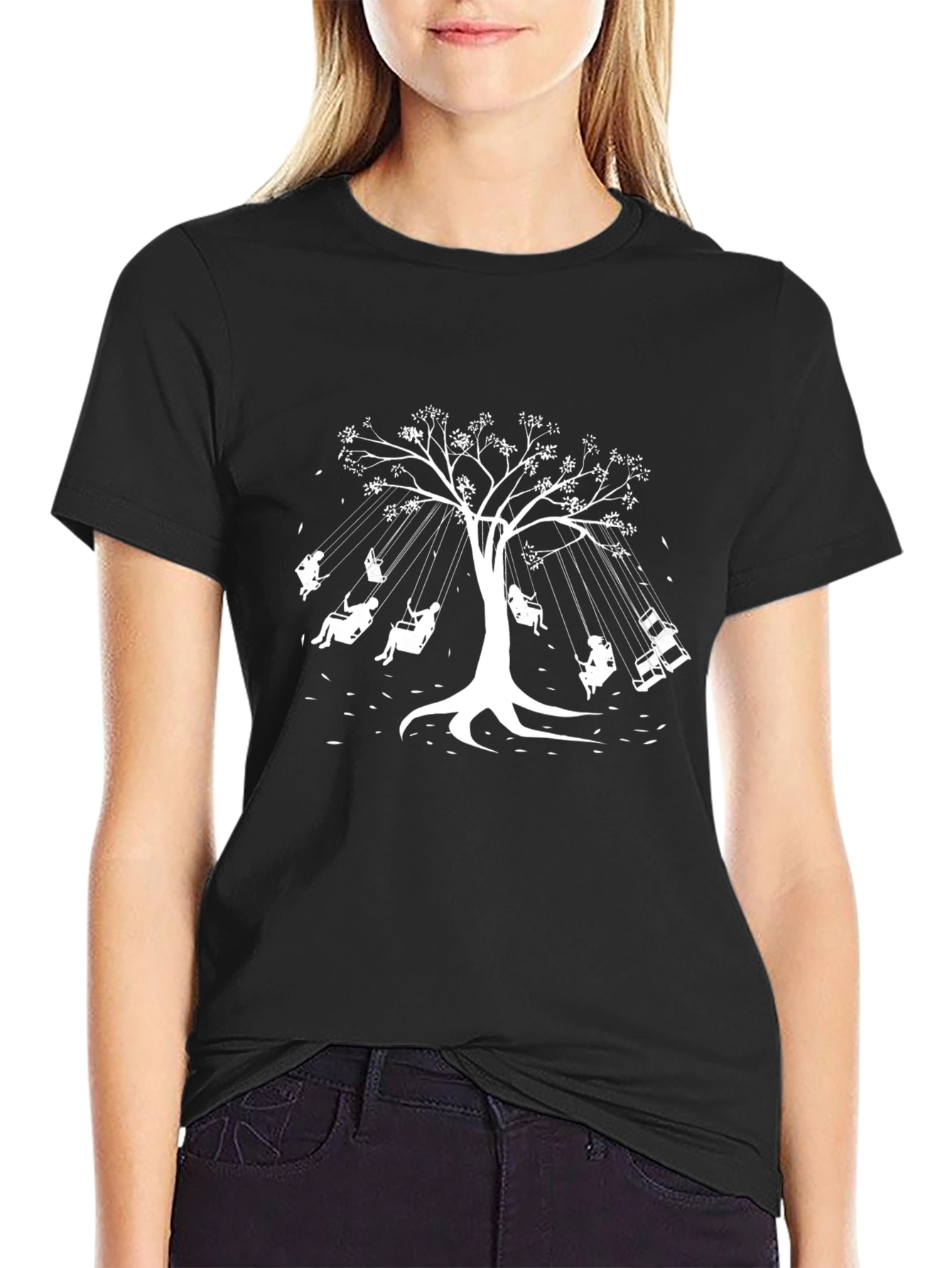 Tree Swing Graphic Black T-Shirt