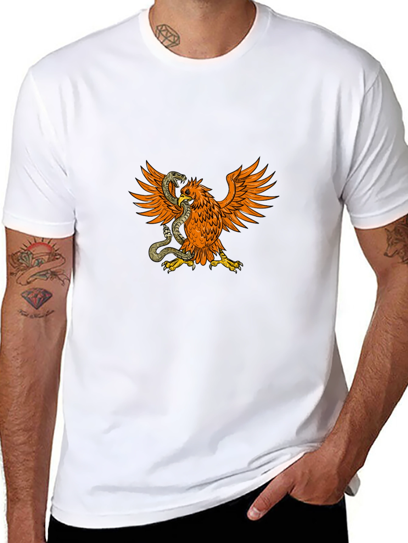 Black T-Shirt with Eagle & Snake Graphic