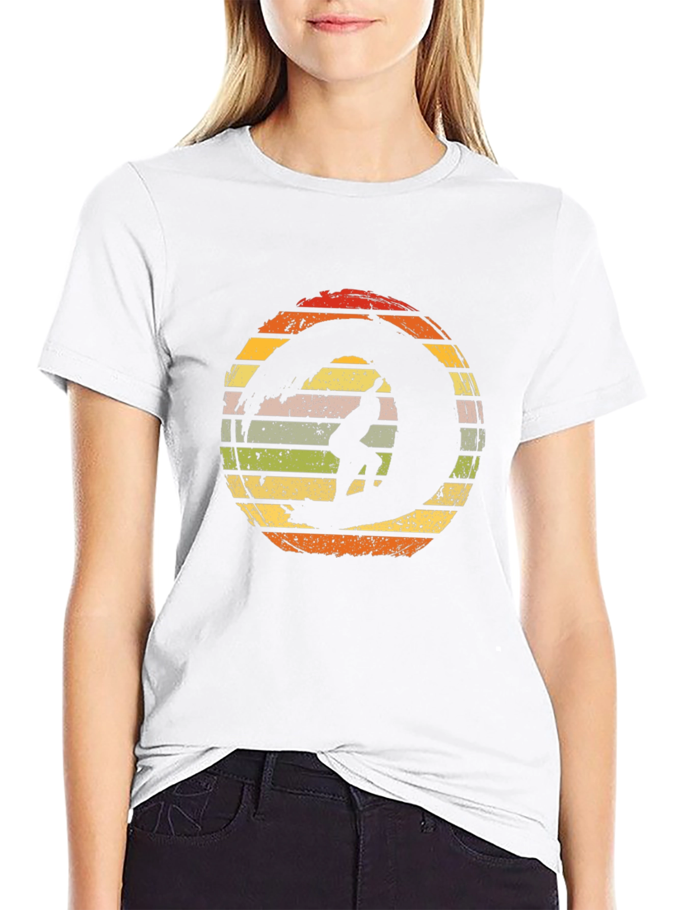 Retro Surfer Wave Graphic T-Shirt - Black