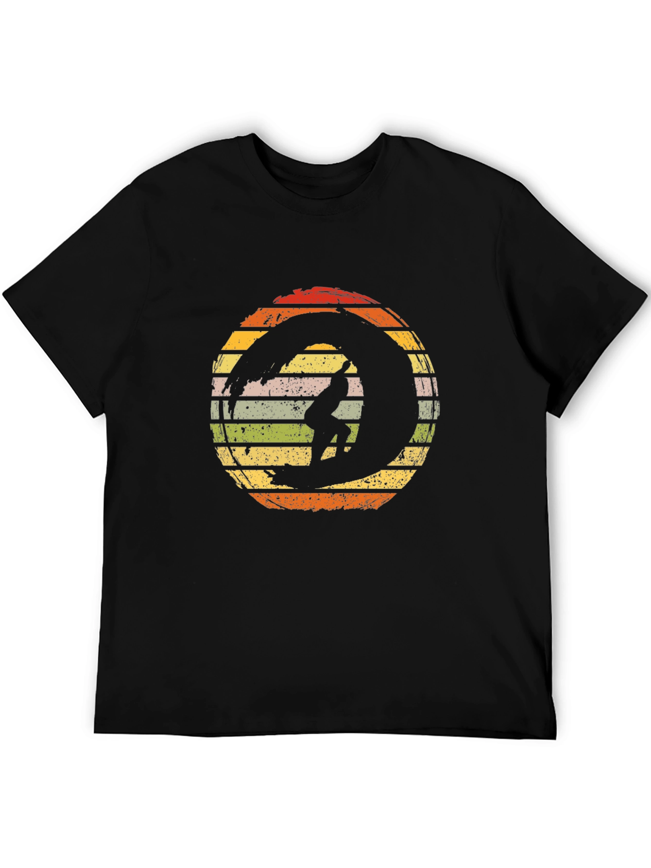 Retro Surfer Wave Graphic T-Shirt - Black