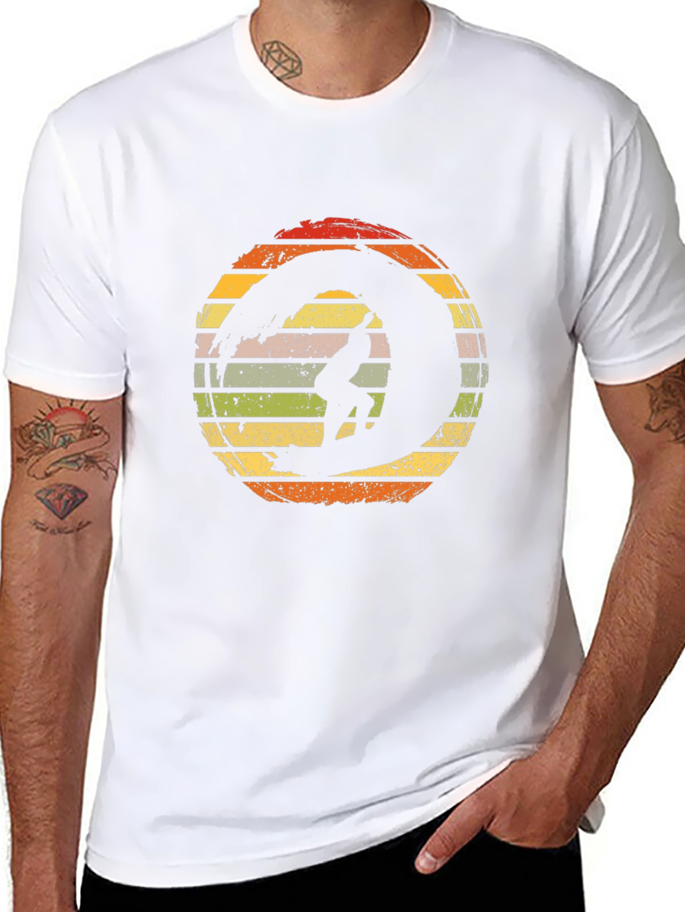 Retro Surfer Wave Graphic T-Shirt - Black