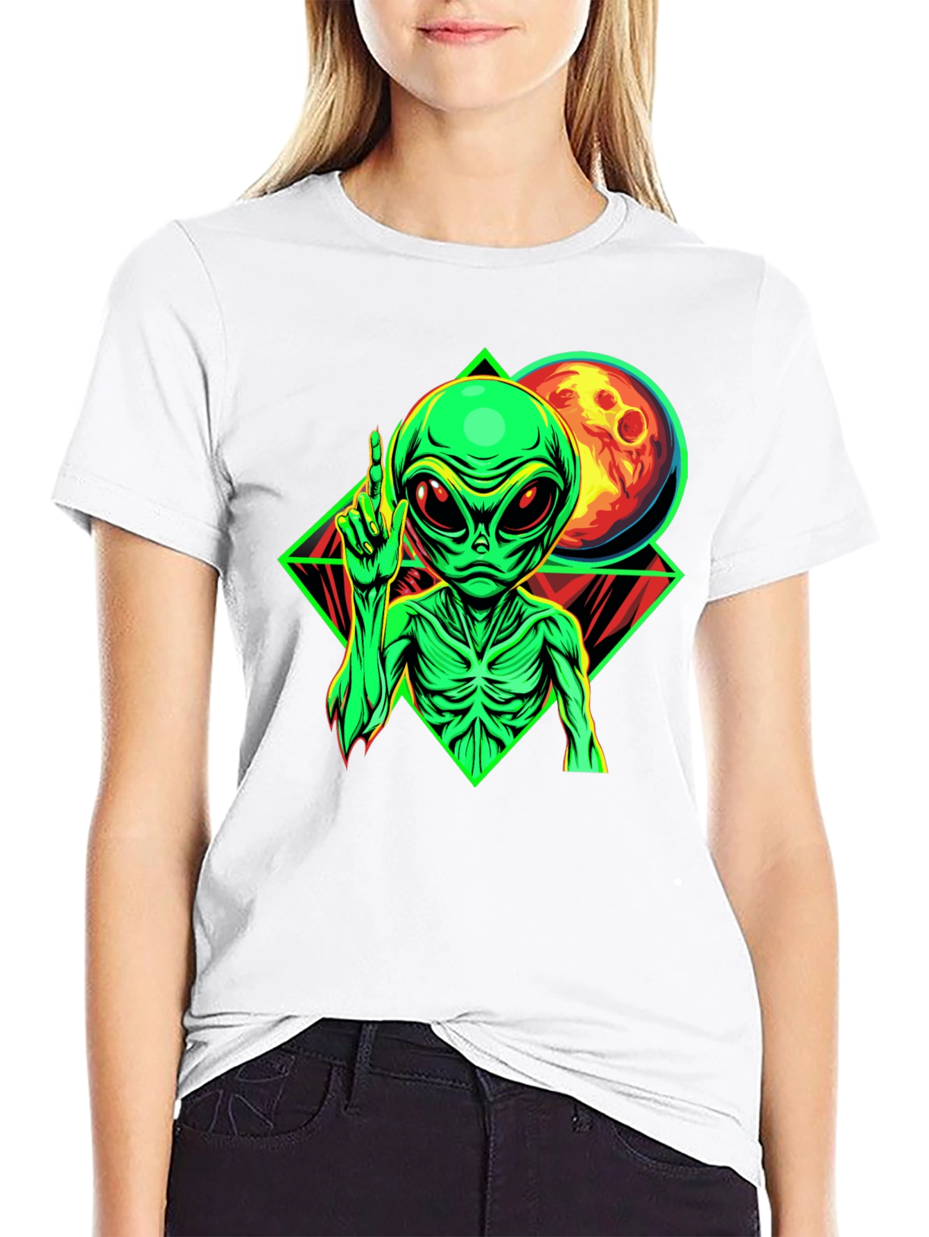 Alien Moon Graphic Black T-Shirt