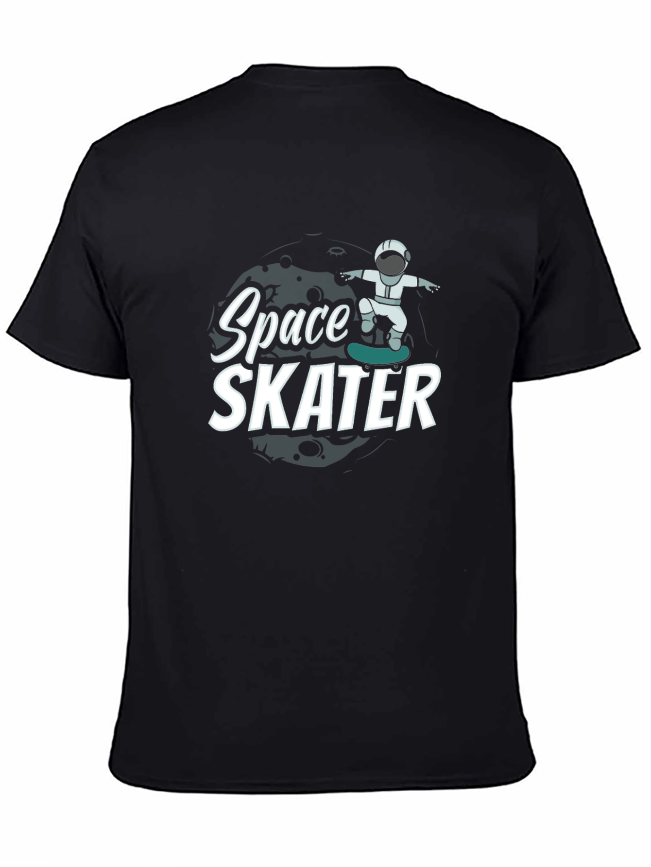 Space Skater Graphic T-Shirt Astronaut Skateboard Tee