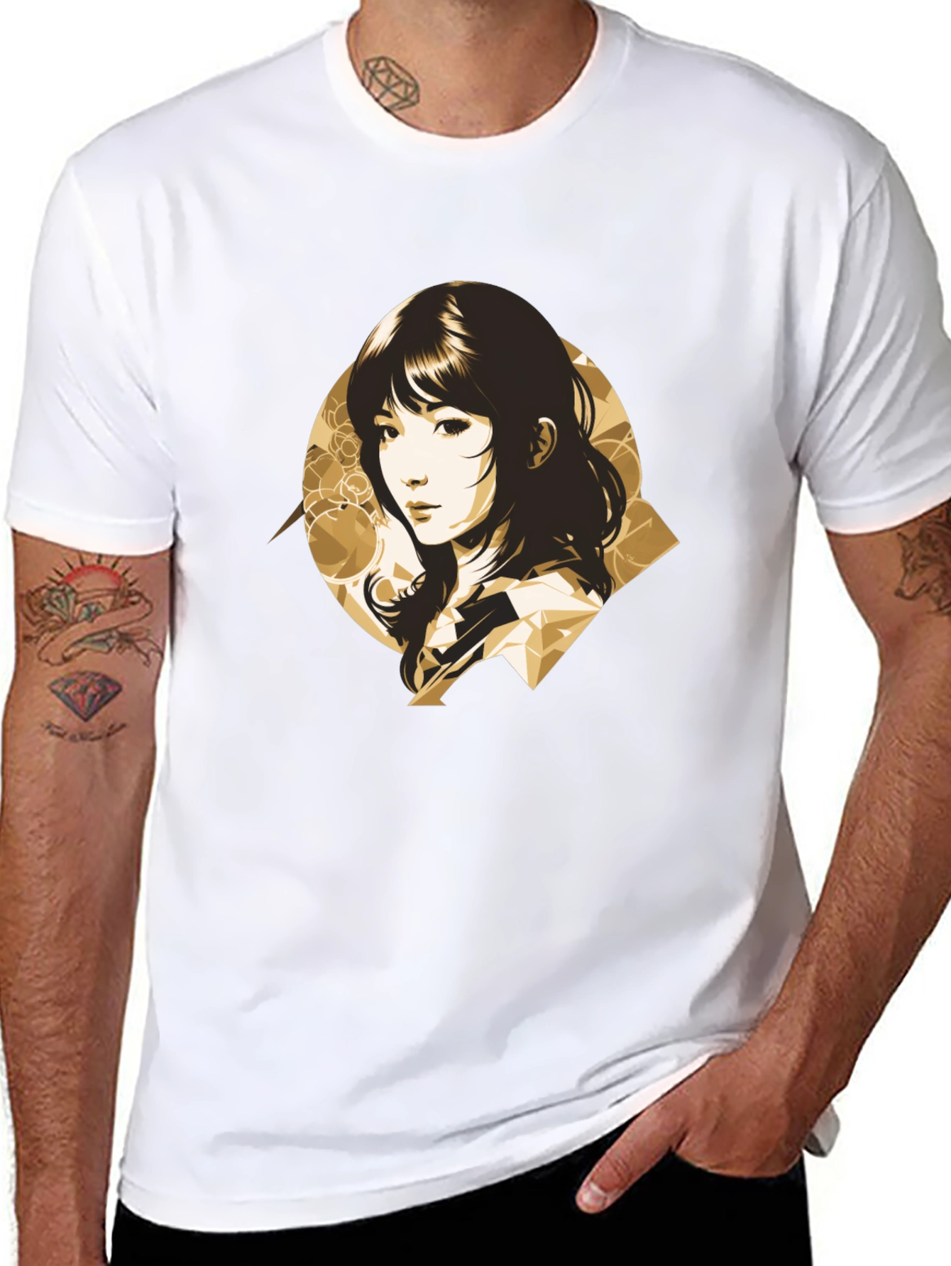 Stylish Anime Girl Graphic Black T-Shirt