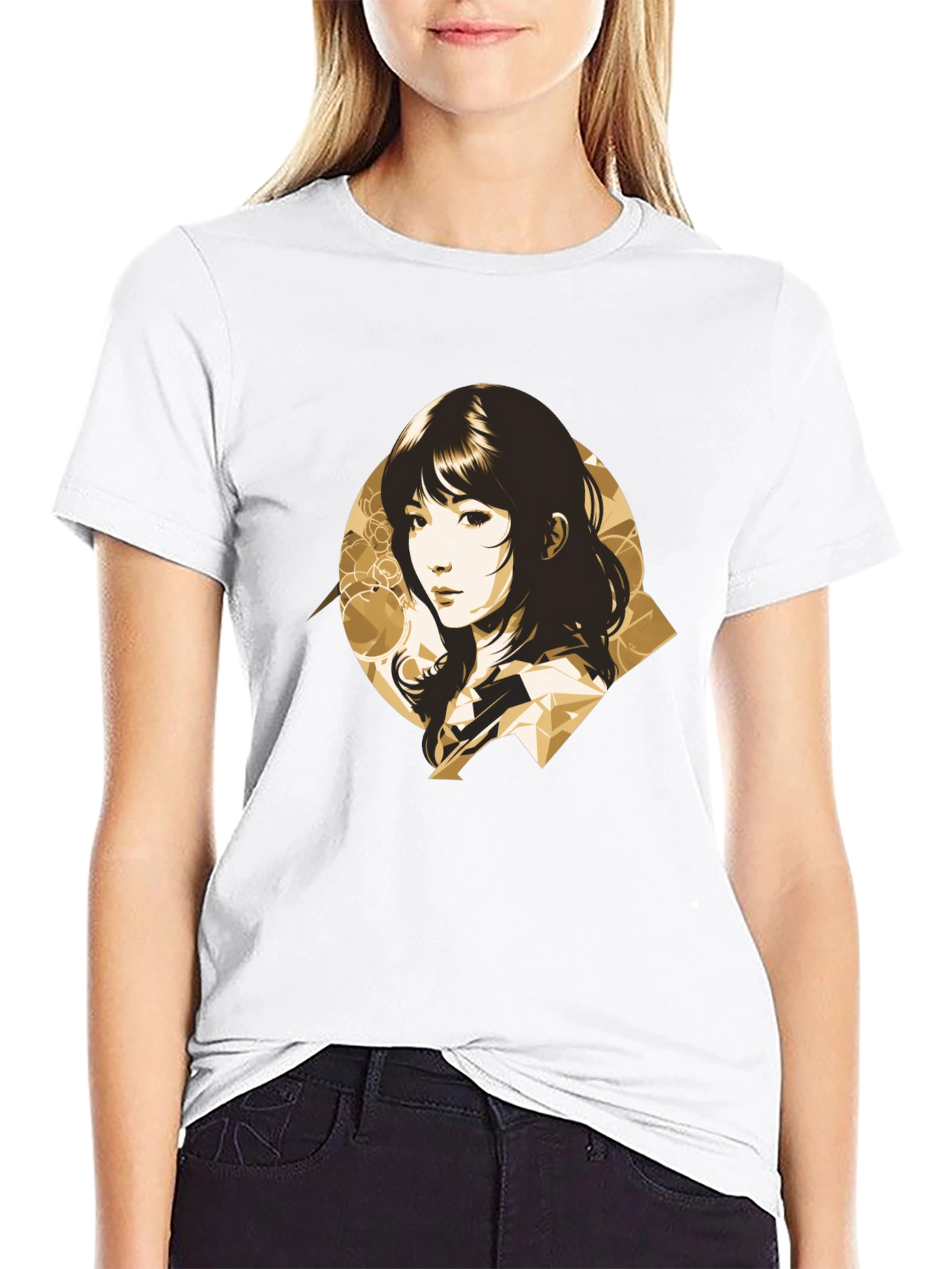 Stylish Anime Girl Graphic Black T-Shirt