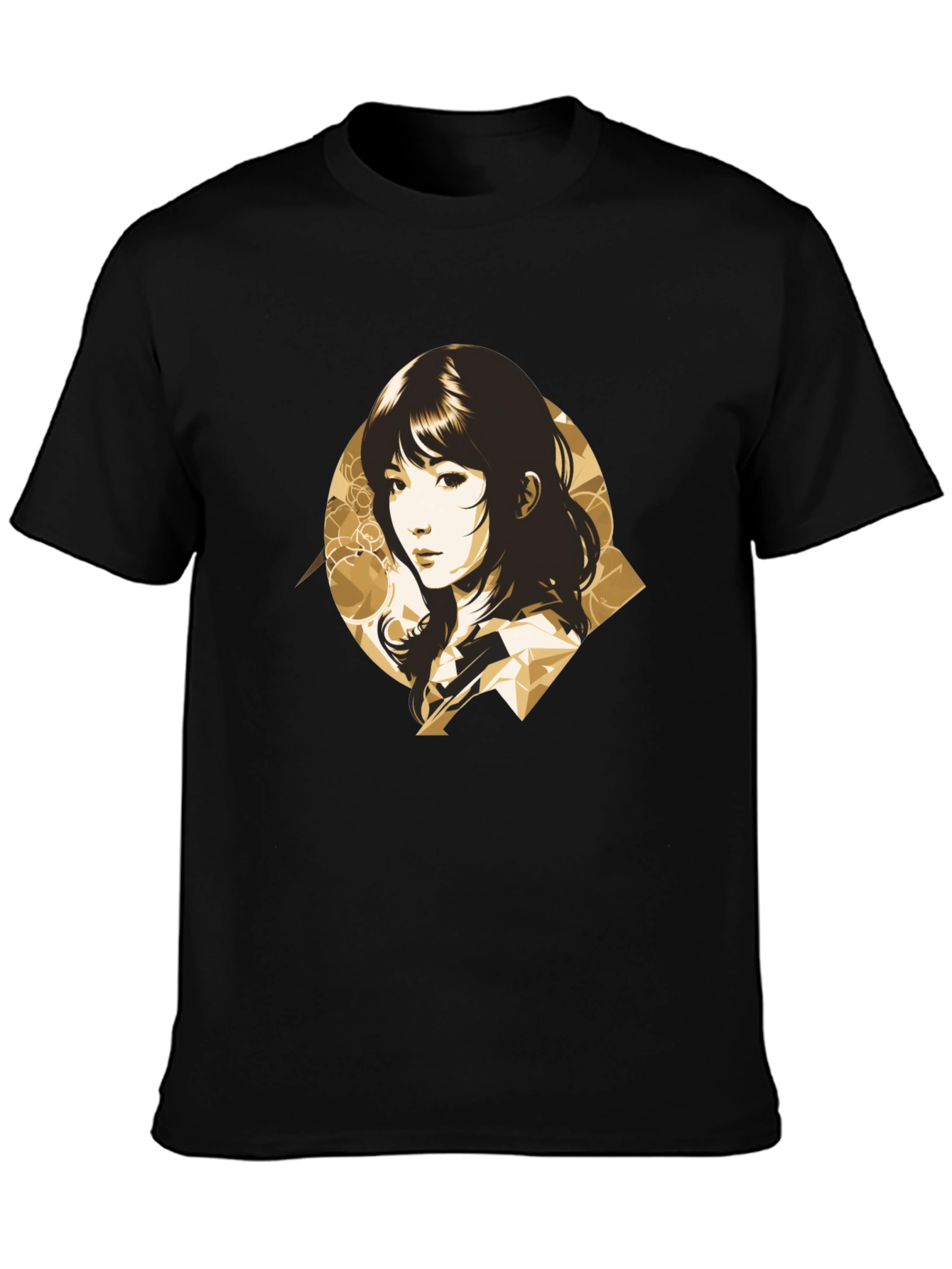 Stylish Anime Girl Graphic Black T-Shirt