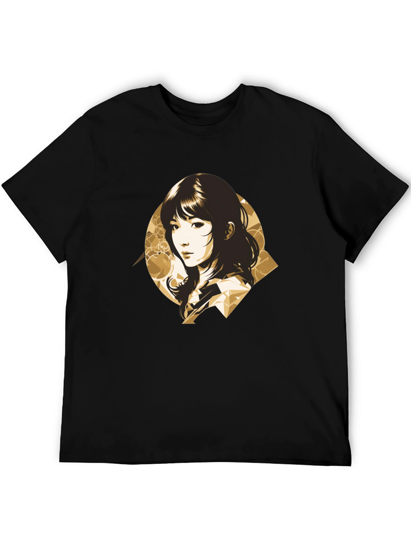 Stylish Anime Girl Graphic Black T-Shirt