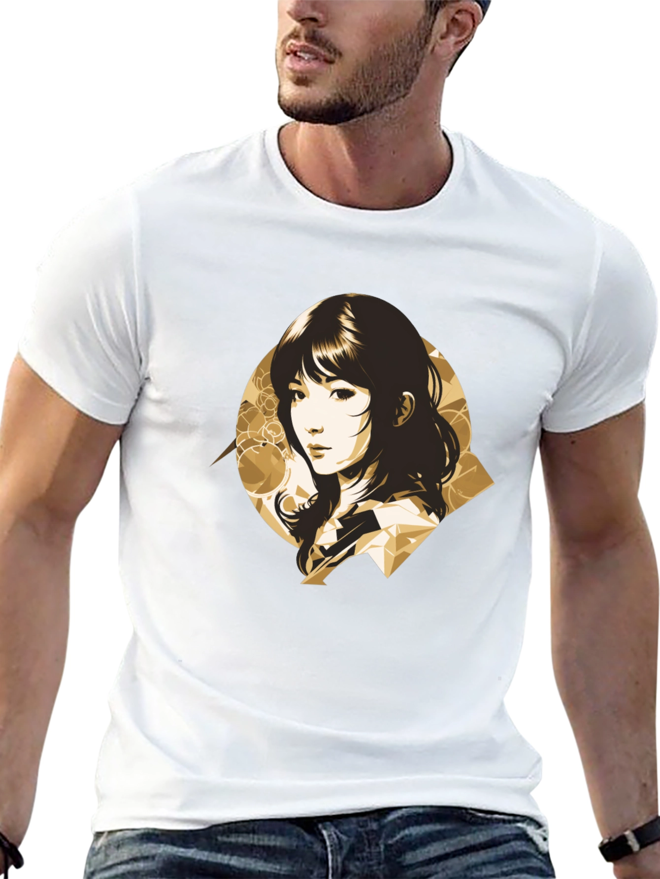 Stylish Anime Girl Graphic Black T-Shirt