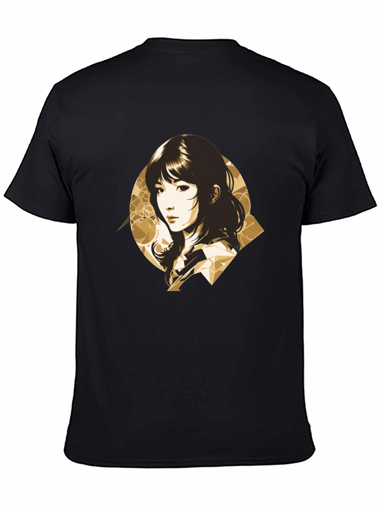 Stylish Anime Girl Graphic Black T-Shirt