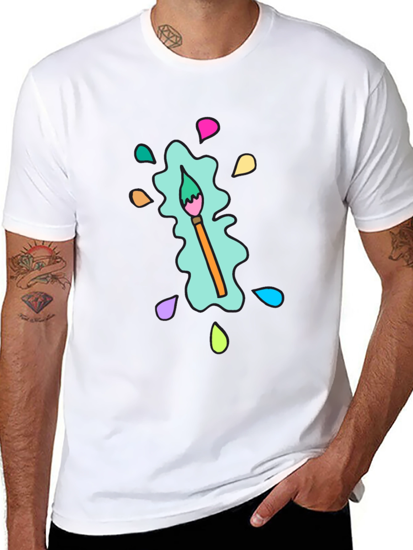 Paint Splatter Brush Tee - Artistic & Casual
