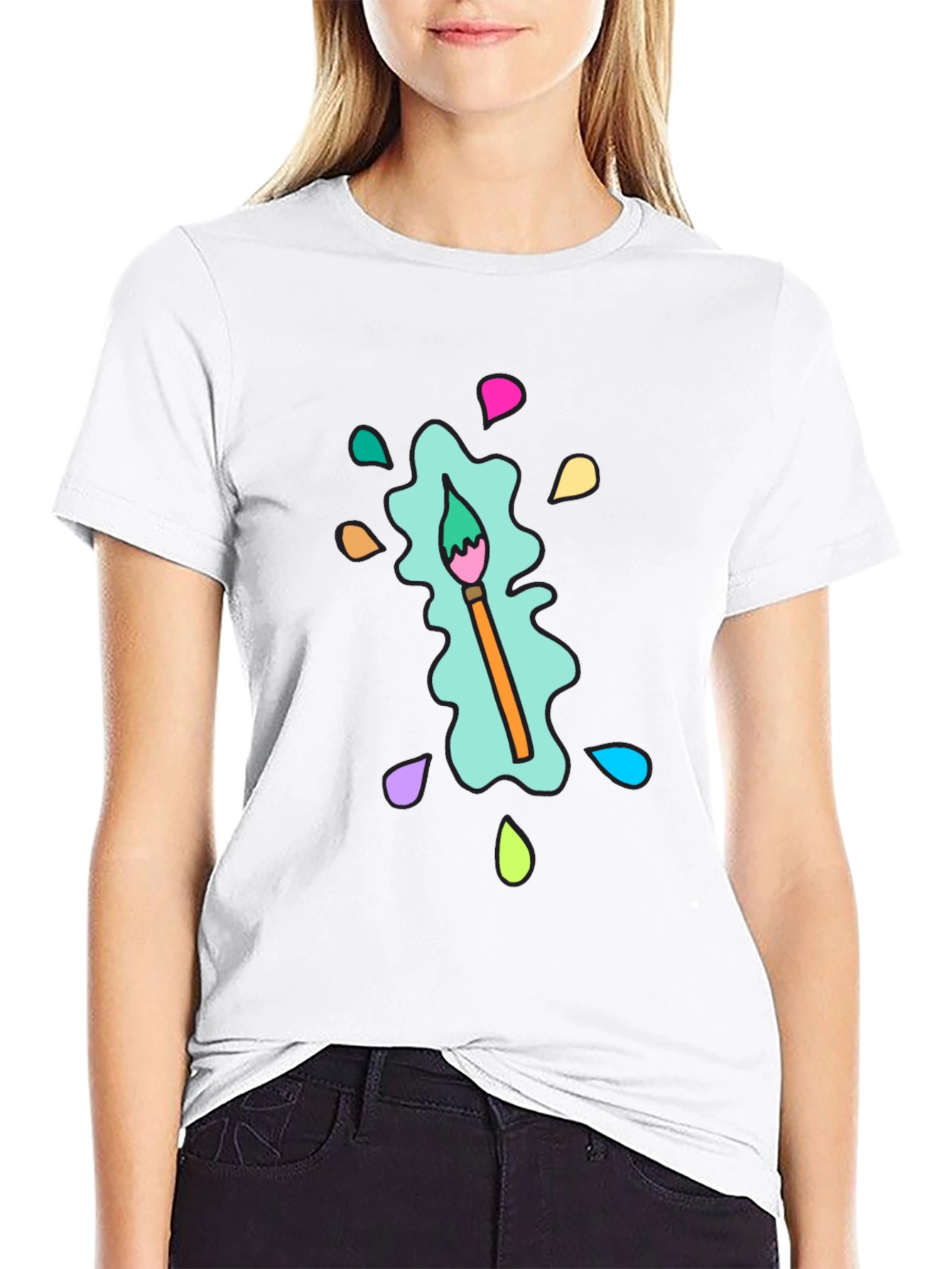 Paint Splatter Brush Tee - Artistic & Casual