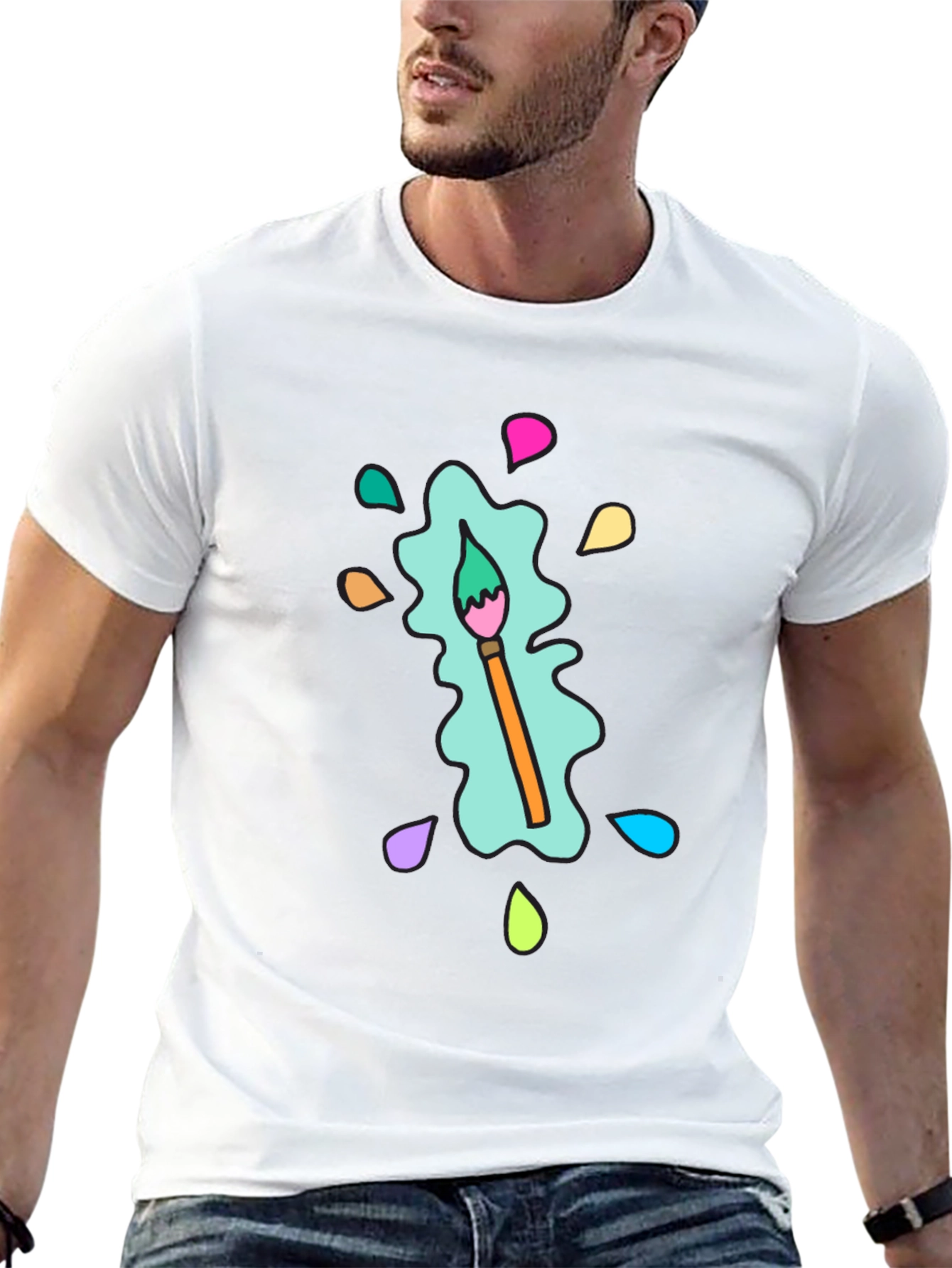 Paint Splatter Brush Tee - Artistic & Casual