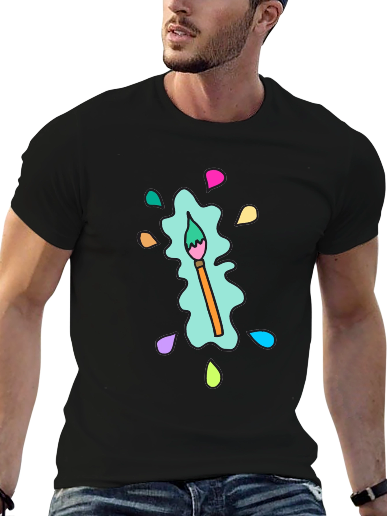 Paint Splatter Brush Tee - Artistic & Casual