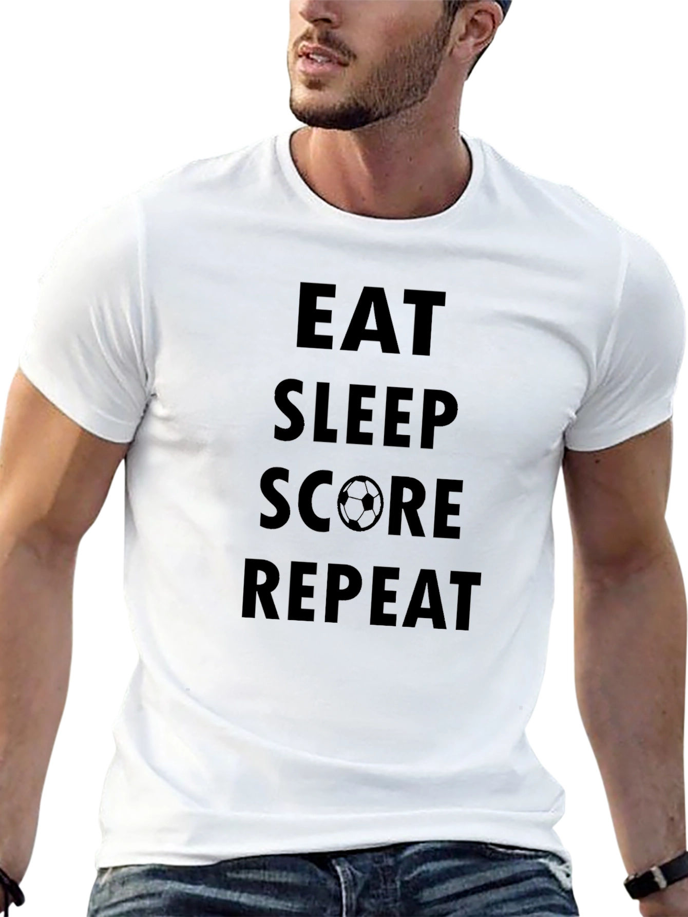 Eat Sleep Score Repeat Black T-Shirt