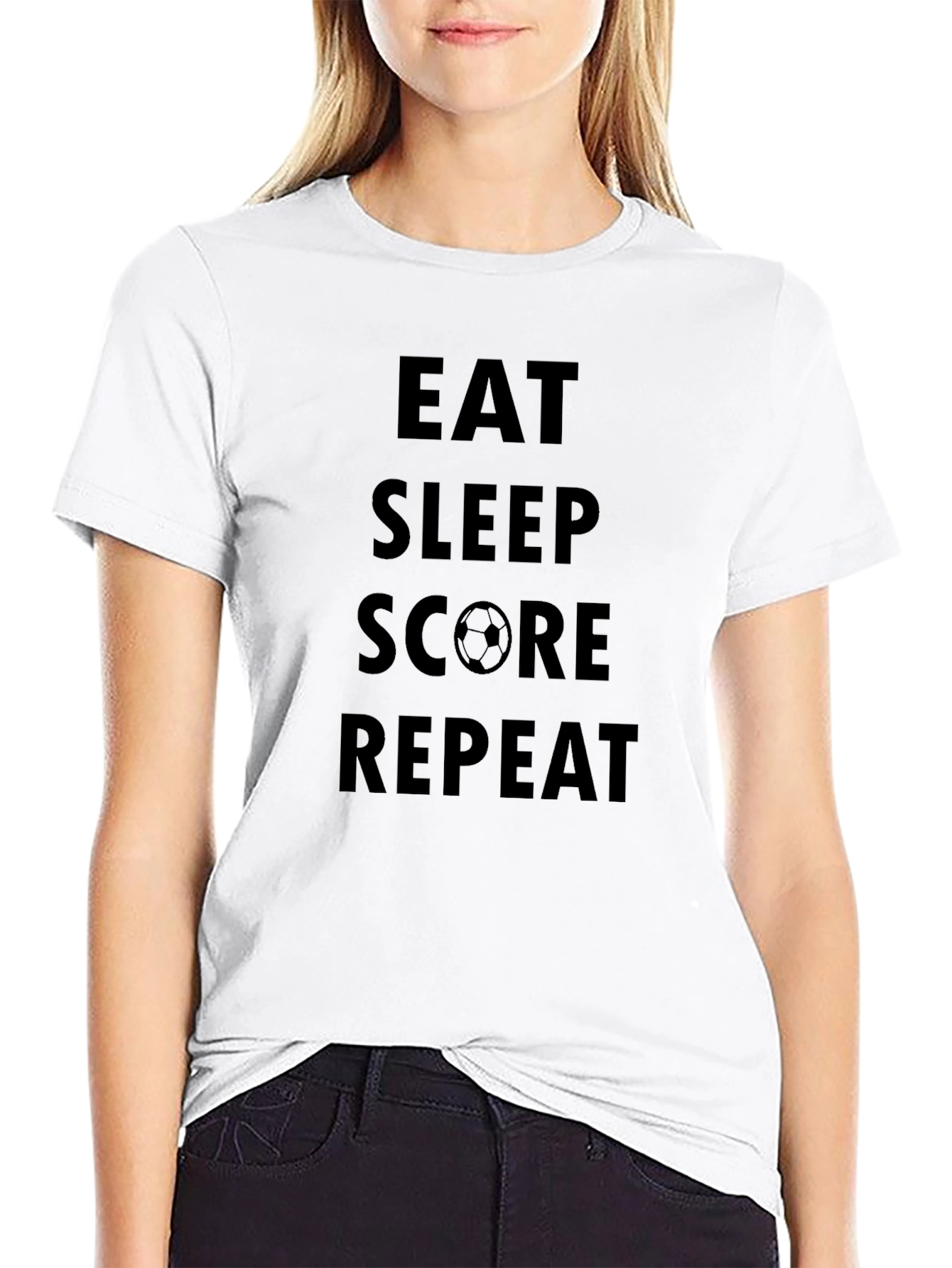 Eat Sleep Score Repeat Black T-Shirt