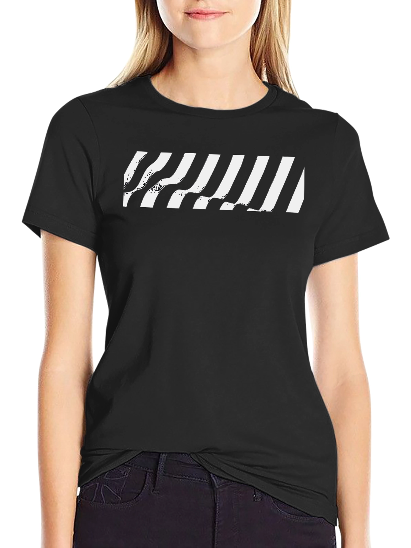 Modern Graphic Stripe Tee - Black