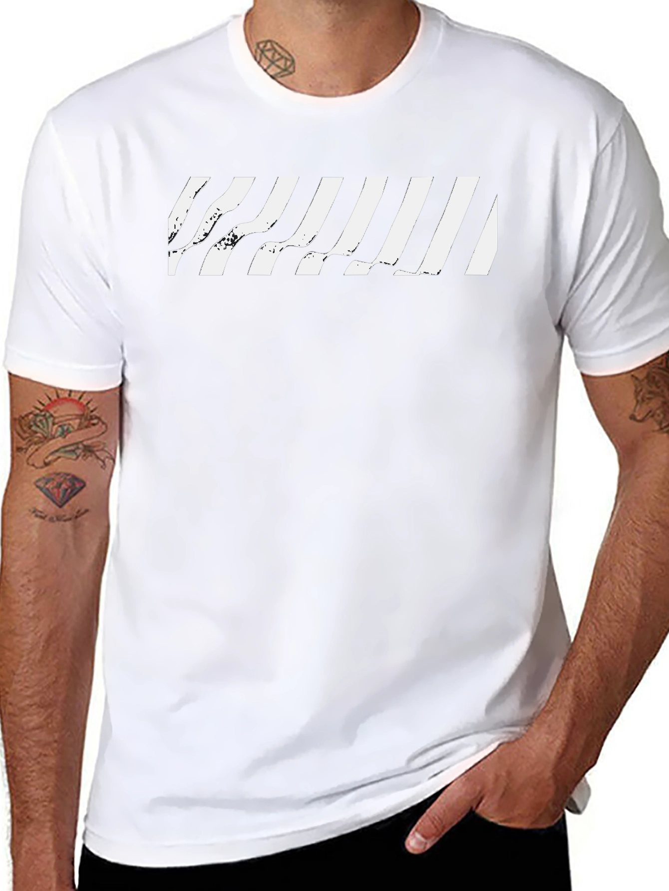 Modern Graphic Stripe Tee - Black