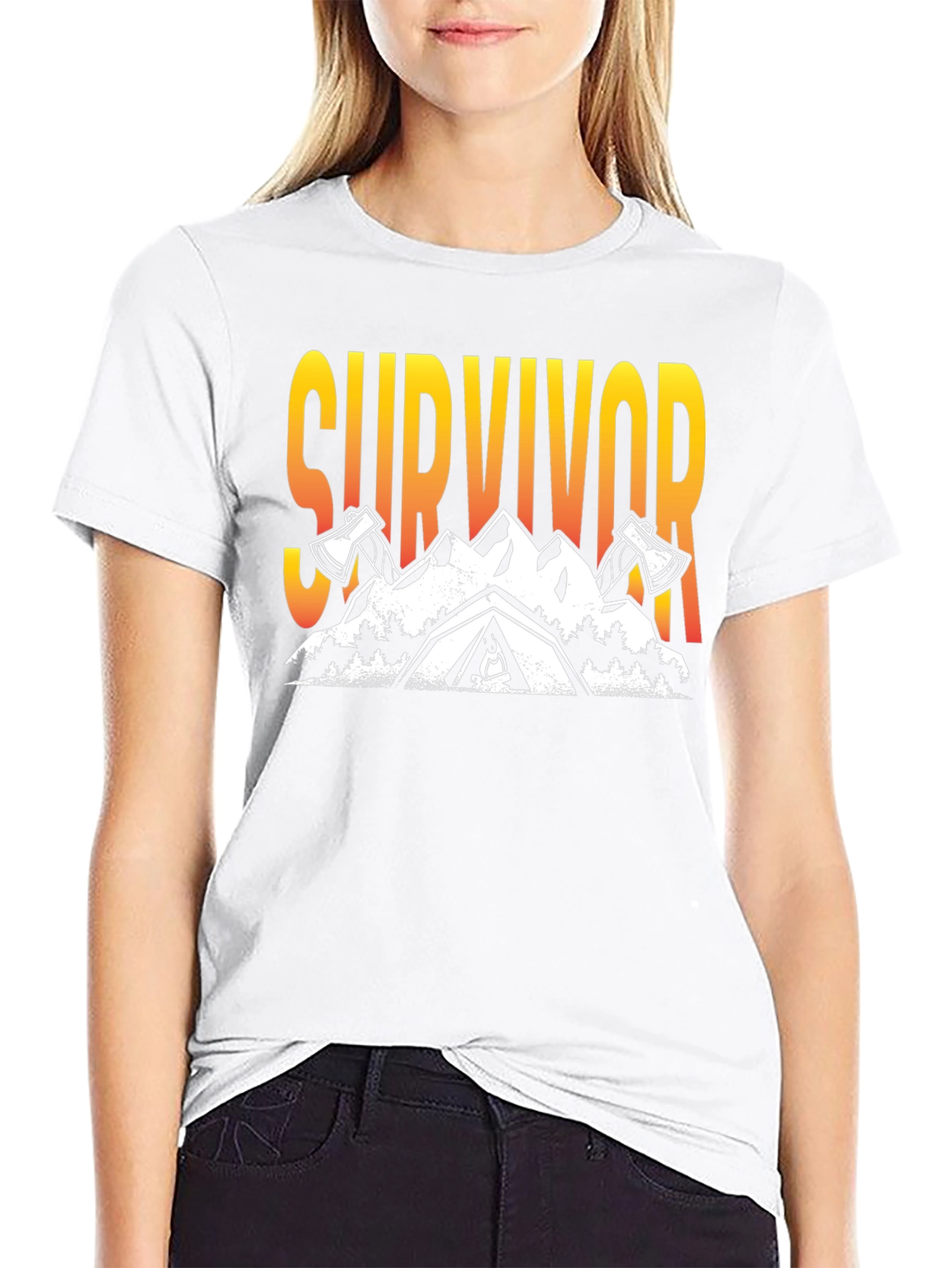 Survivor Graphic T-Shirt: Mountain & Axe Design