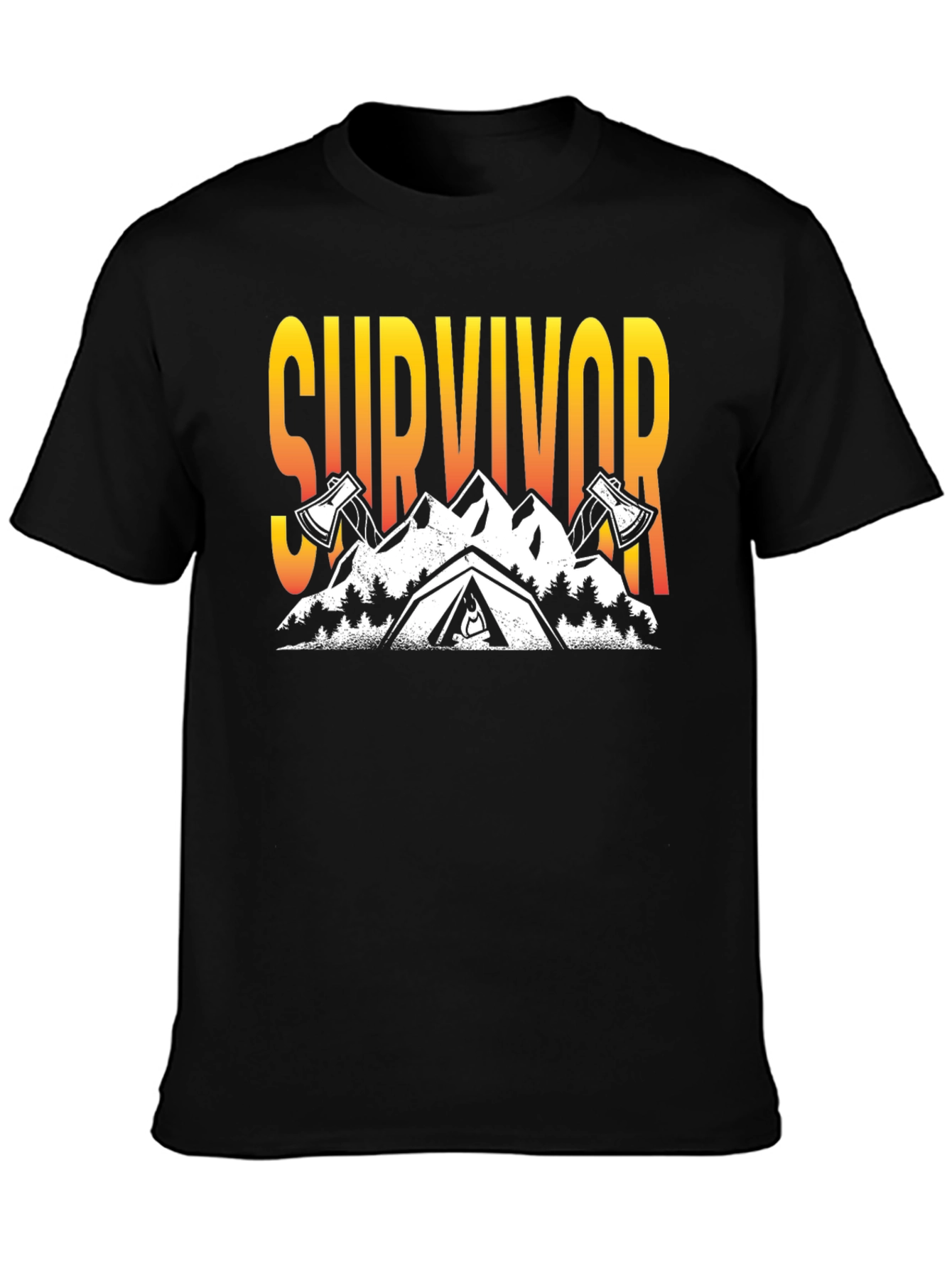 Survivor Graphic T-Shirt: Mountain & Axe Design
