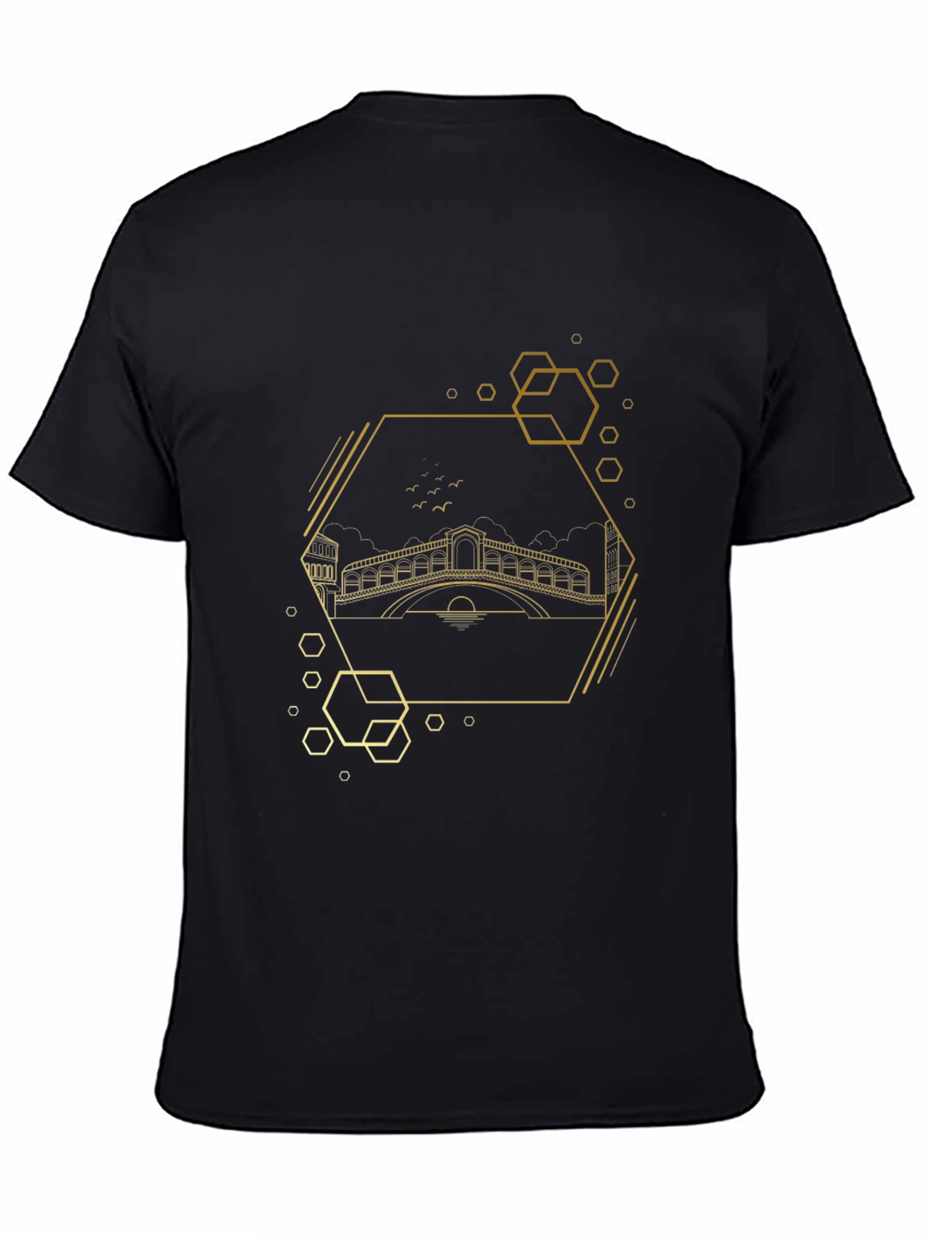 Geometric Venice Bridge Black Tee