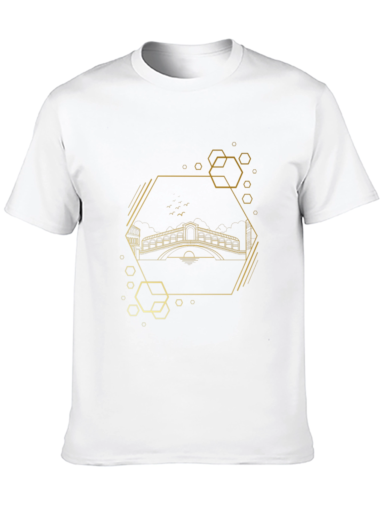 Geometric Venice Bridge Black Tee