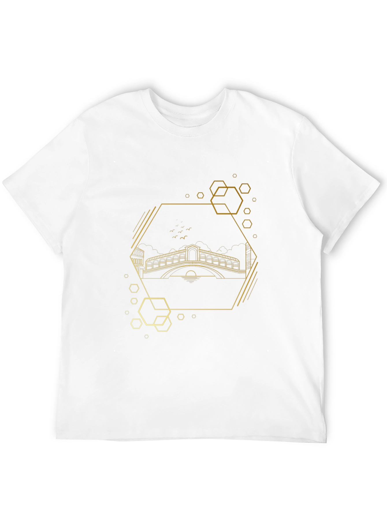 Geometric Venice Bridge Black Tee