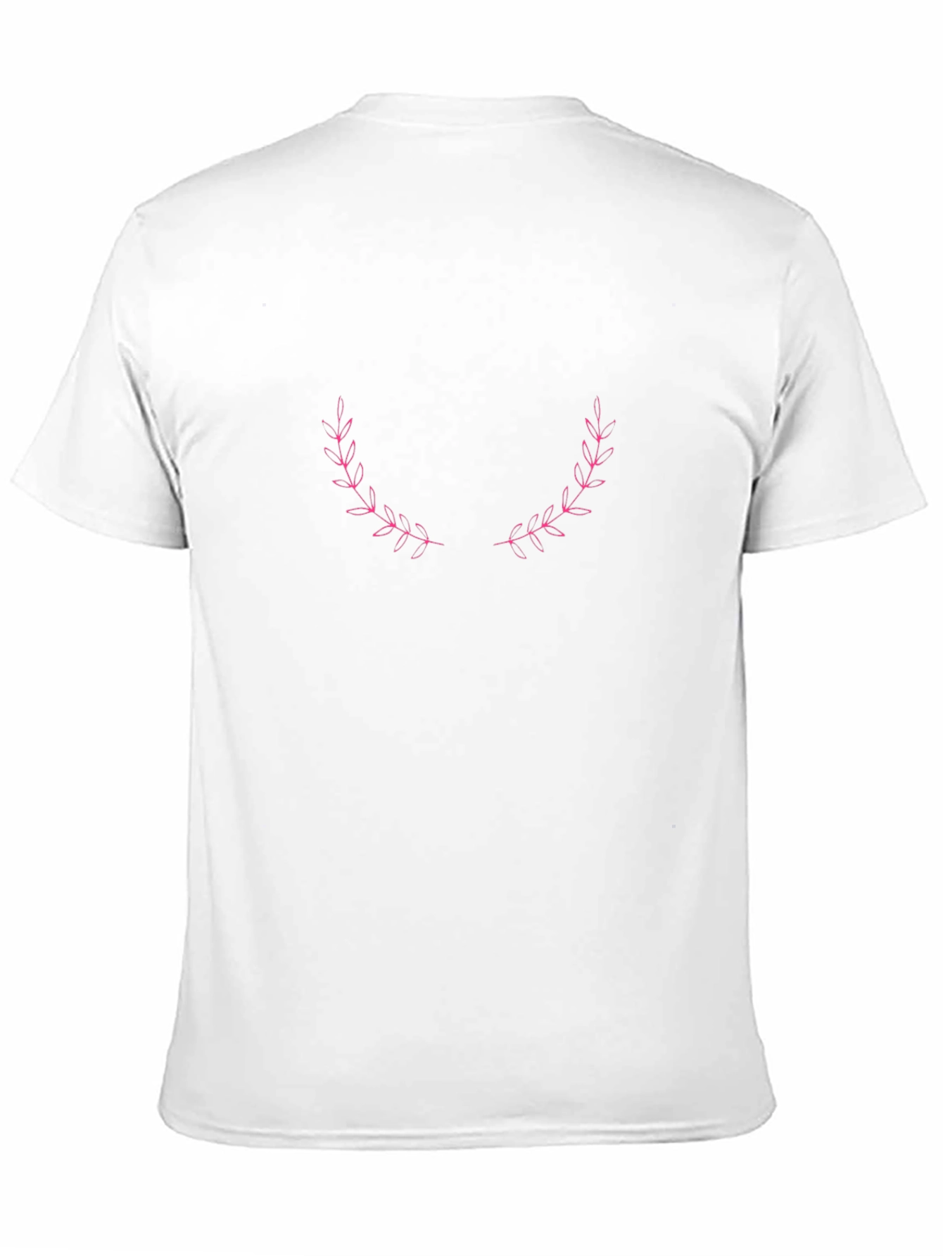 Elegant Pink Laurel Wreath Black T-Shirt