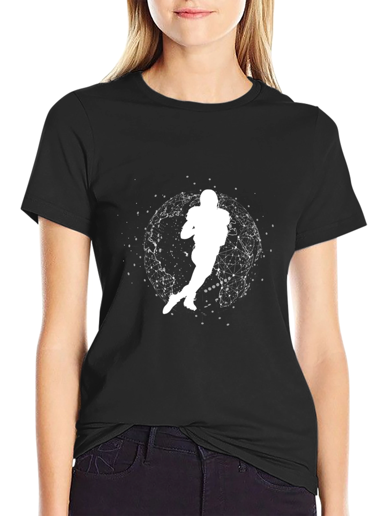 Football Player Graphic Tee - Black