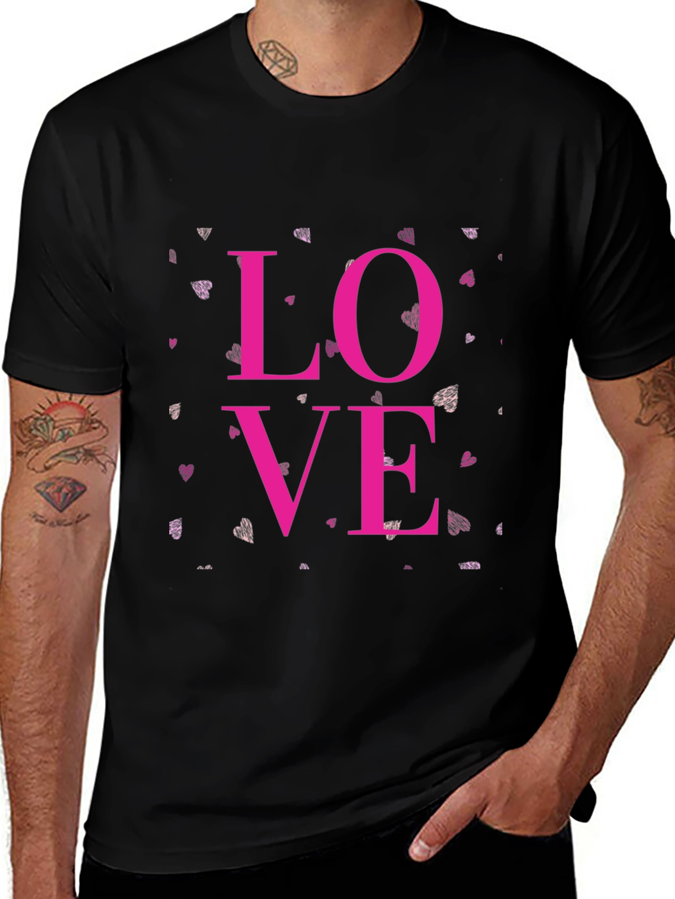 Love Graphic Black Tee - Mens Casual T-Shirt
