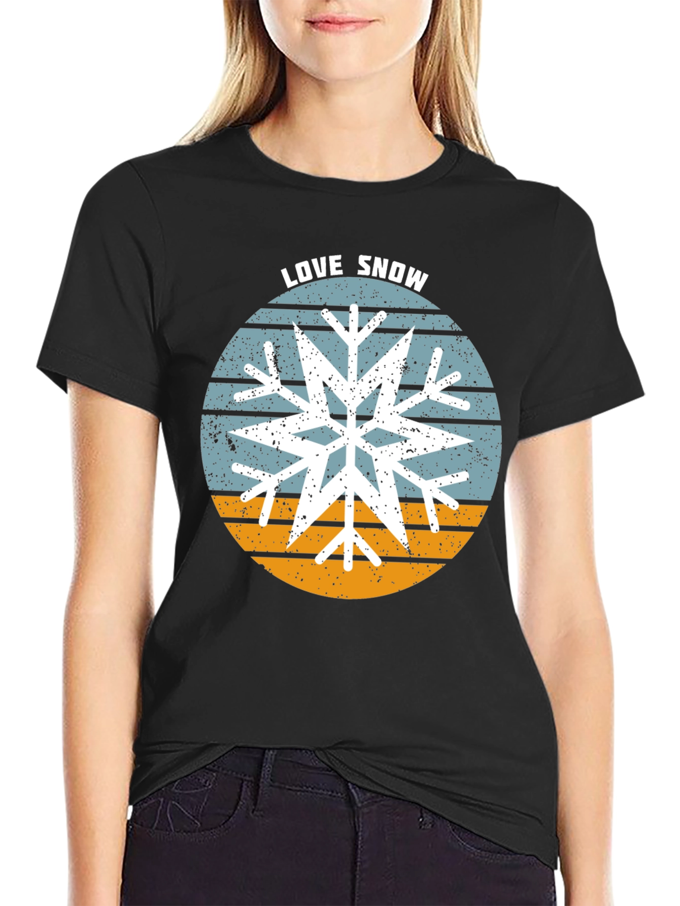 Love Snow Snowflake Graphic Tee - Black