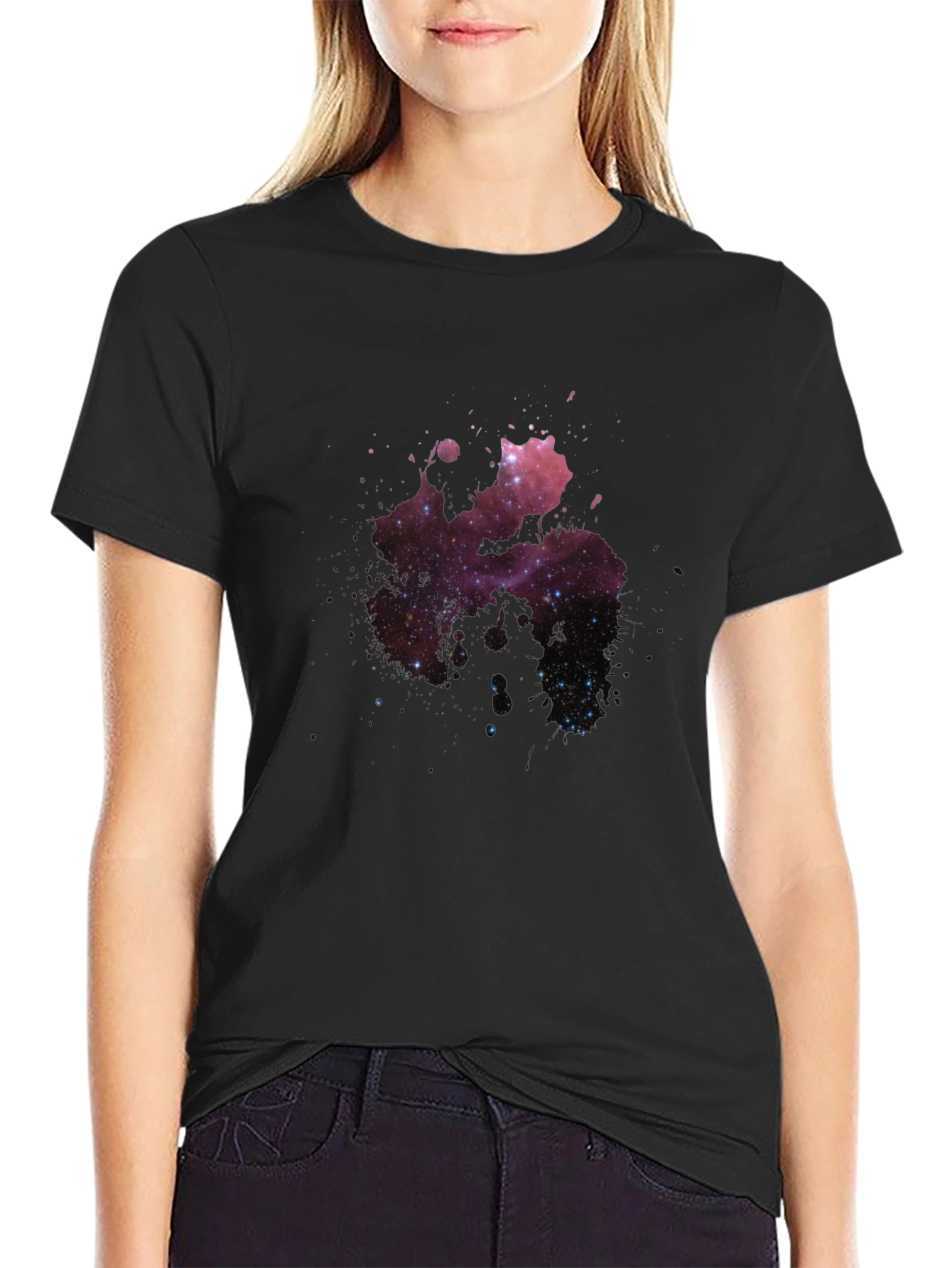 Galaxy Splash Black T-Shirt - Modern Graphic Tee