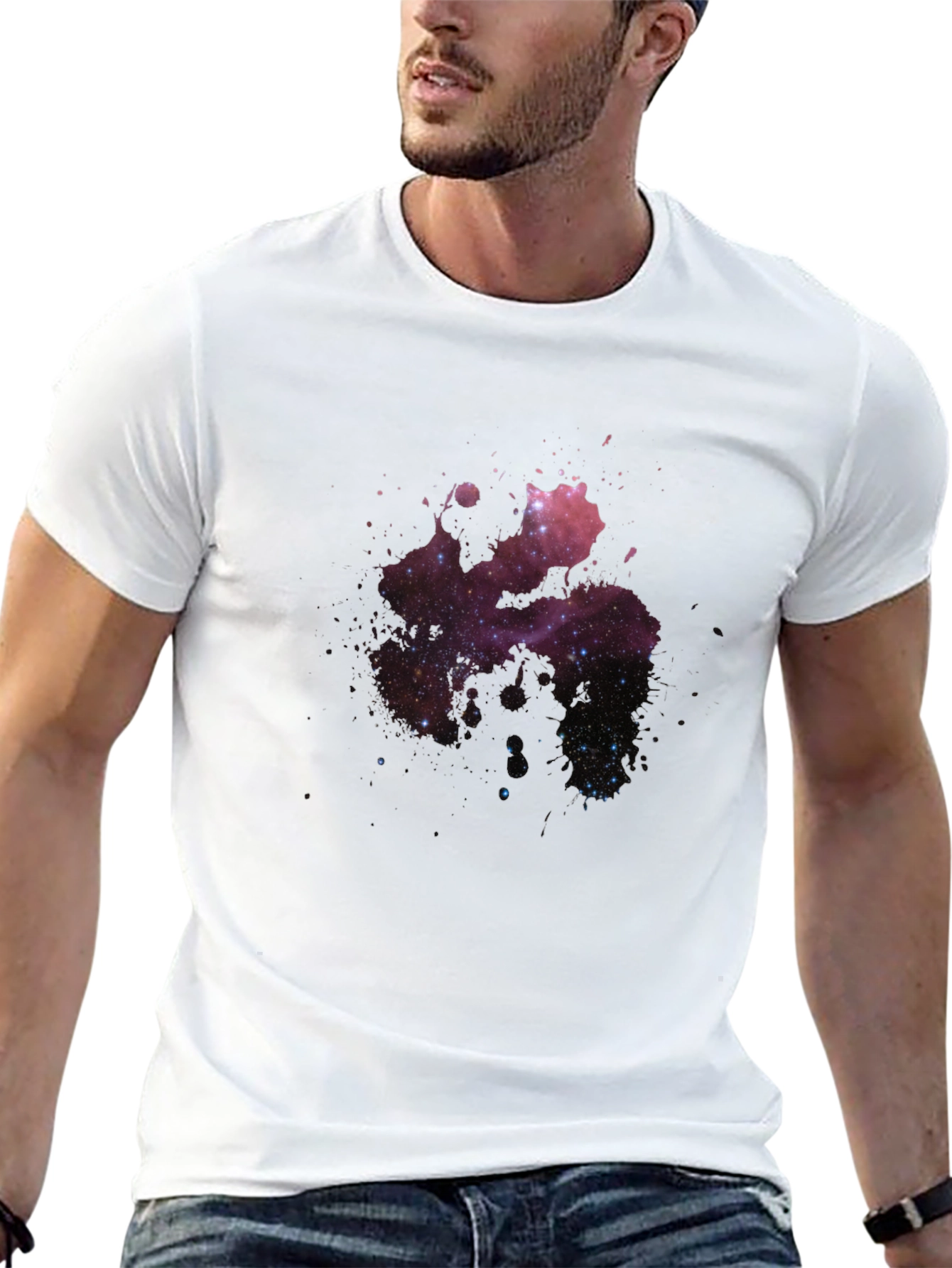Galaxy Splash Black T-Shirt - Modern Graphic Tee
