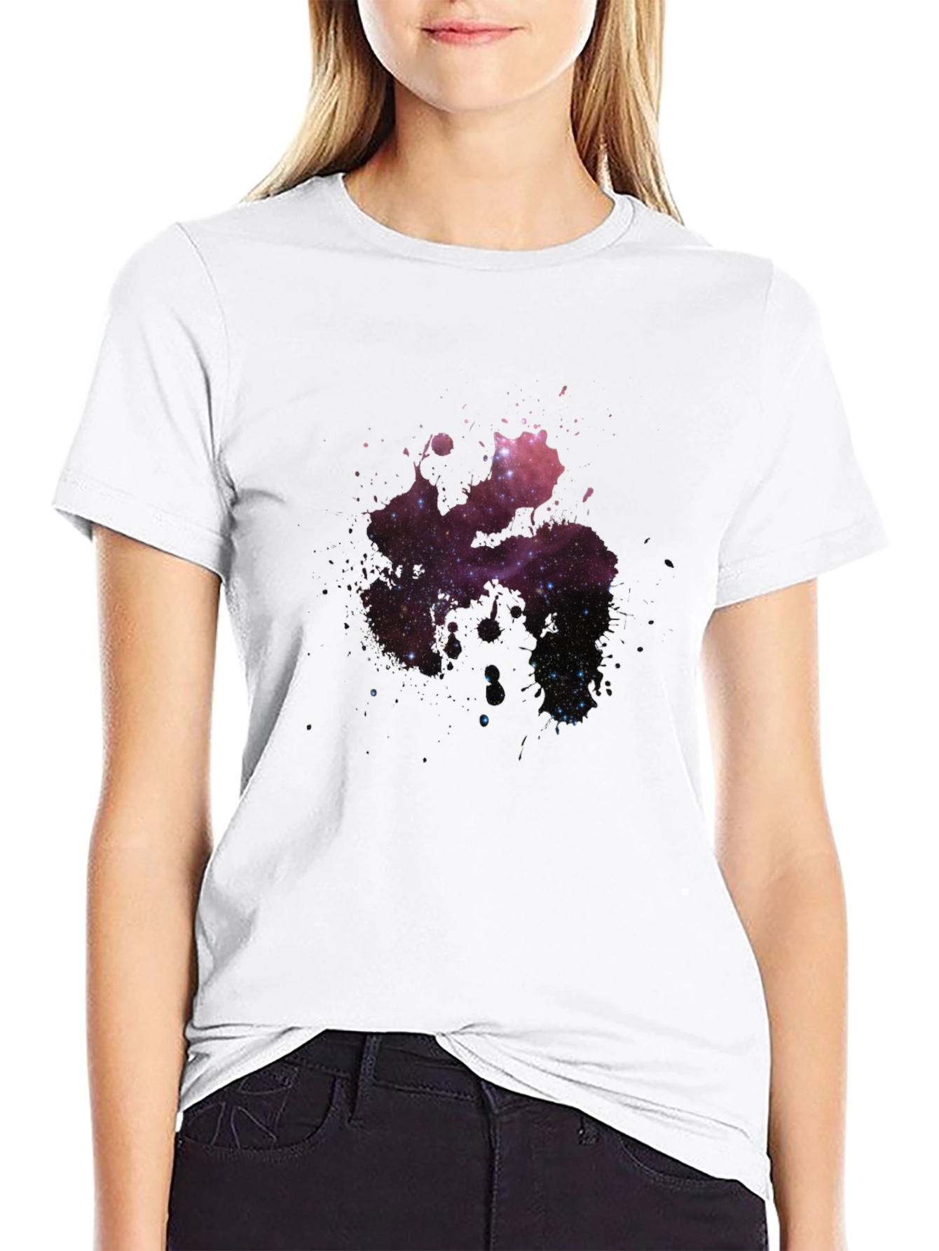 Galaxy Splash Black T-Shirt - Modern Graphic Tee