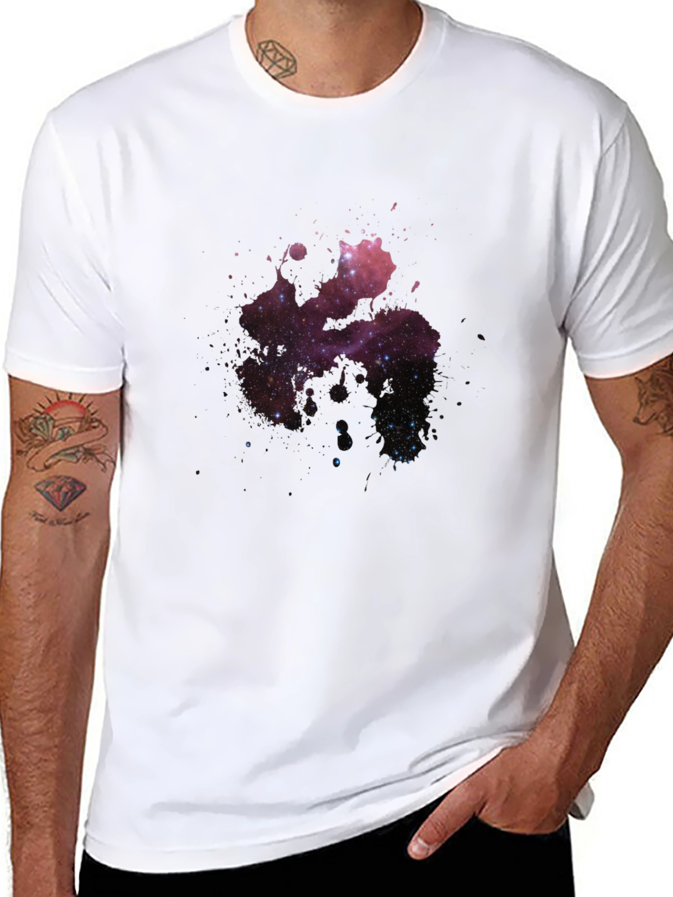 Galaxy Splash Black T-Shirt - Modern Graphic Tee